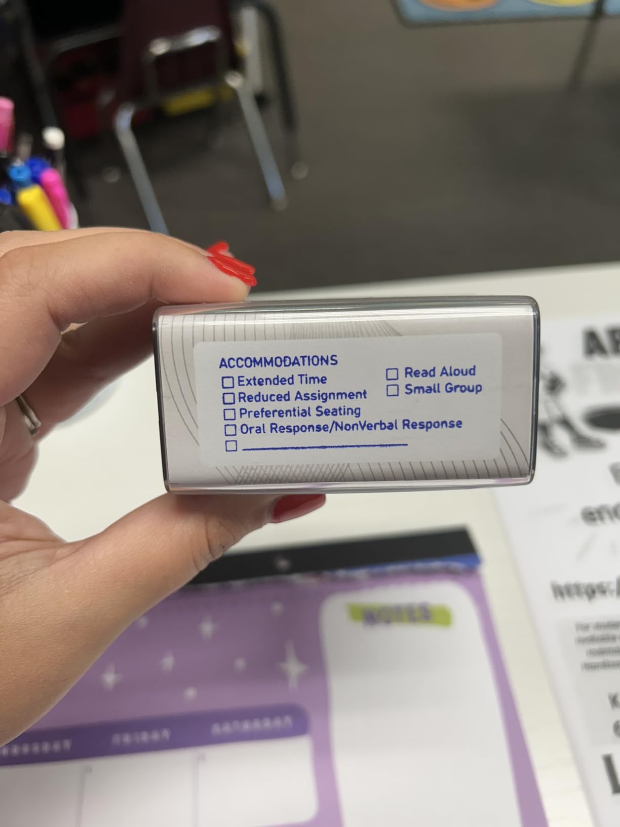 Choose Wording! - SPED Modifications Accommodation Teacher's Rubber Stamp Black Blue Red Green Purple customer photo 2
