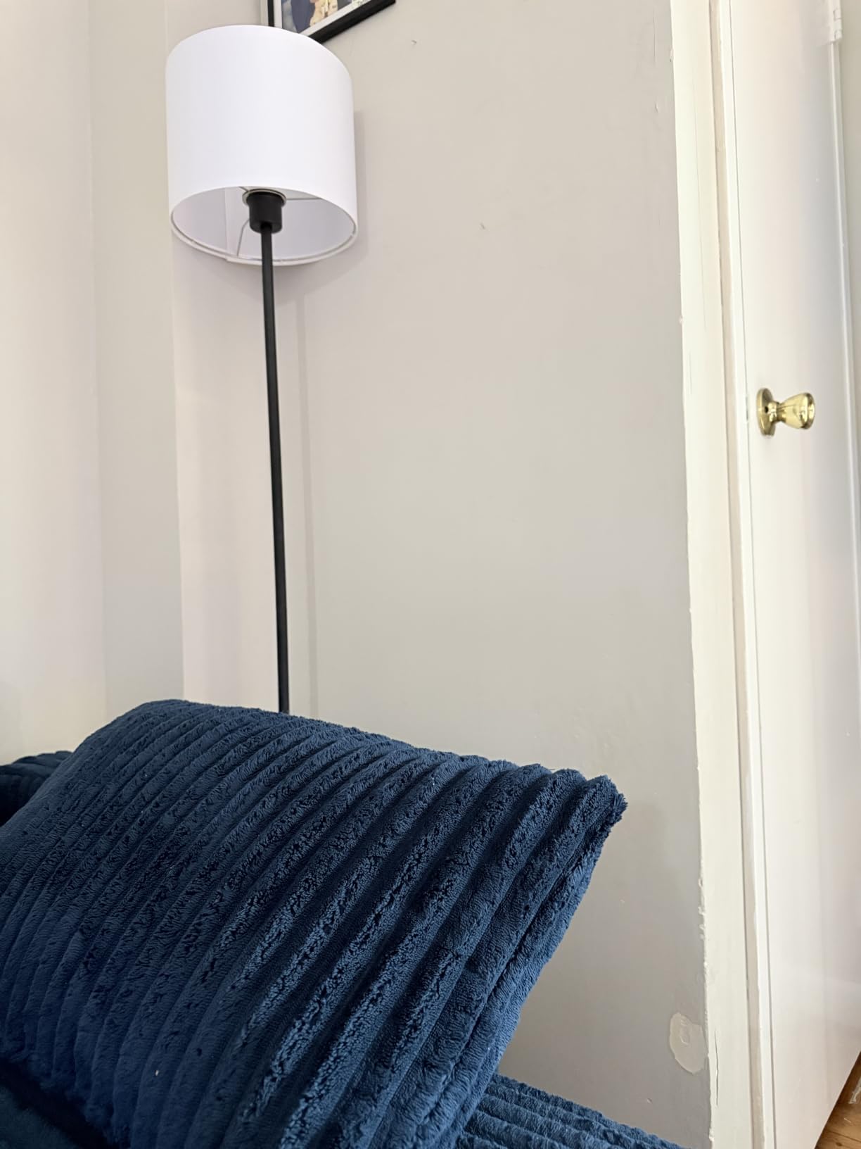 Modern Floor Lamp Simple Design with White Shade, Foot Pedal Switch, 60