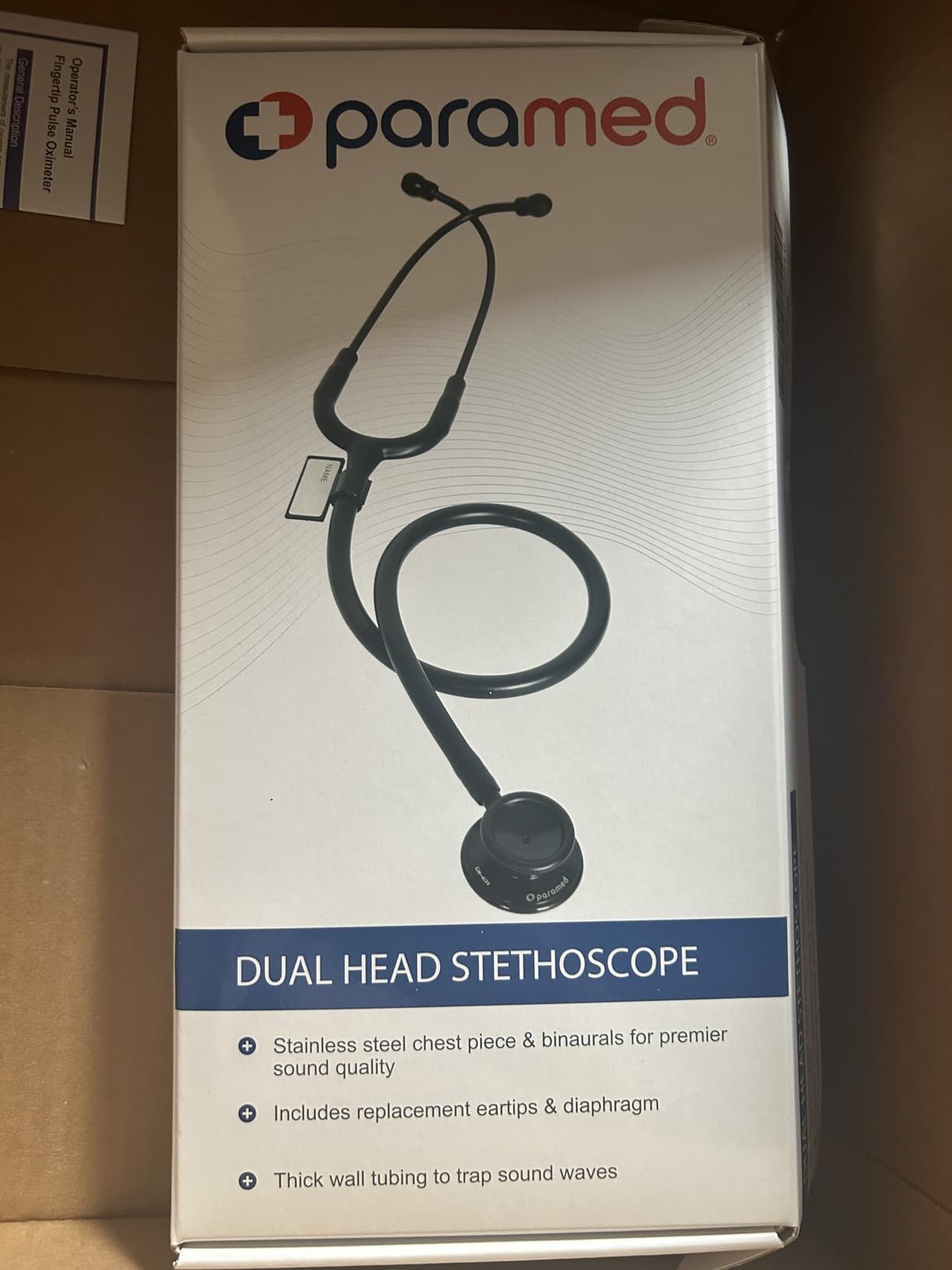 Paramed Stethoscope - Classic Dual Head - for Doctors, Nurses, Med Students, Professional Pediatric, Medical, Cardiology, Home Use - Extra Diaphragm, 4 Eartips, Accessory Case, Name Tag - 29.5 inch customer photo 1