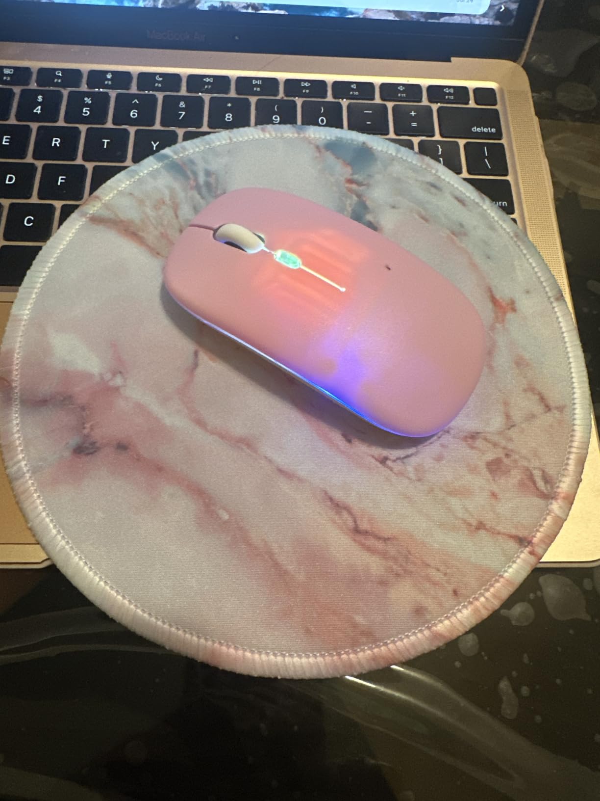 ITNRSIIET Marble Round Mouse Pad Pink Marble Customized Premium-Textured Washable Desktop Protection Mouse Mat with Non-Slip Rubber Base 7.87x7.87x0.12 inches, Pink Marble customer photo 1
