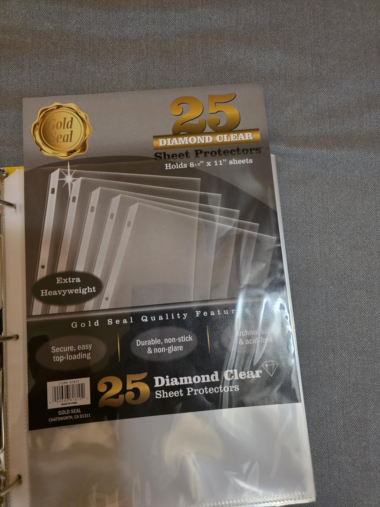 GOLD SEAL Sheet Protectors, 25 Pack 8.5 x 11 Anti-Glare Sheet Protectors for 3 Ring Binder, Top Load Page Protectors for 3 Ring Binder, Durable Clear Plastic Sleeves customer photo 1