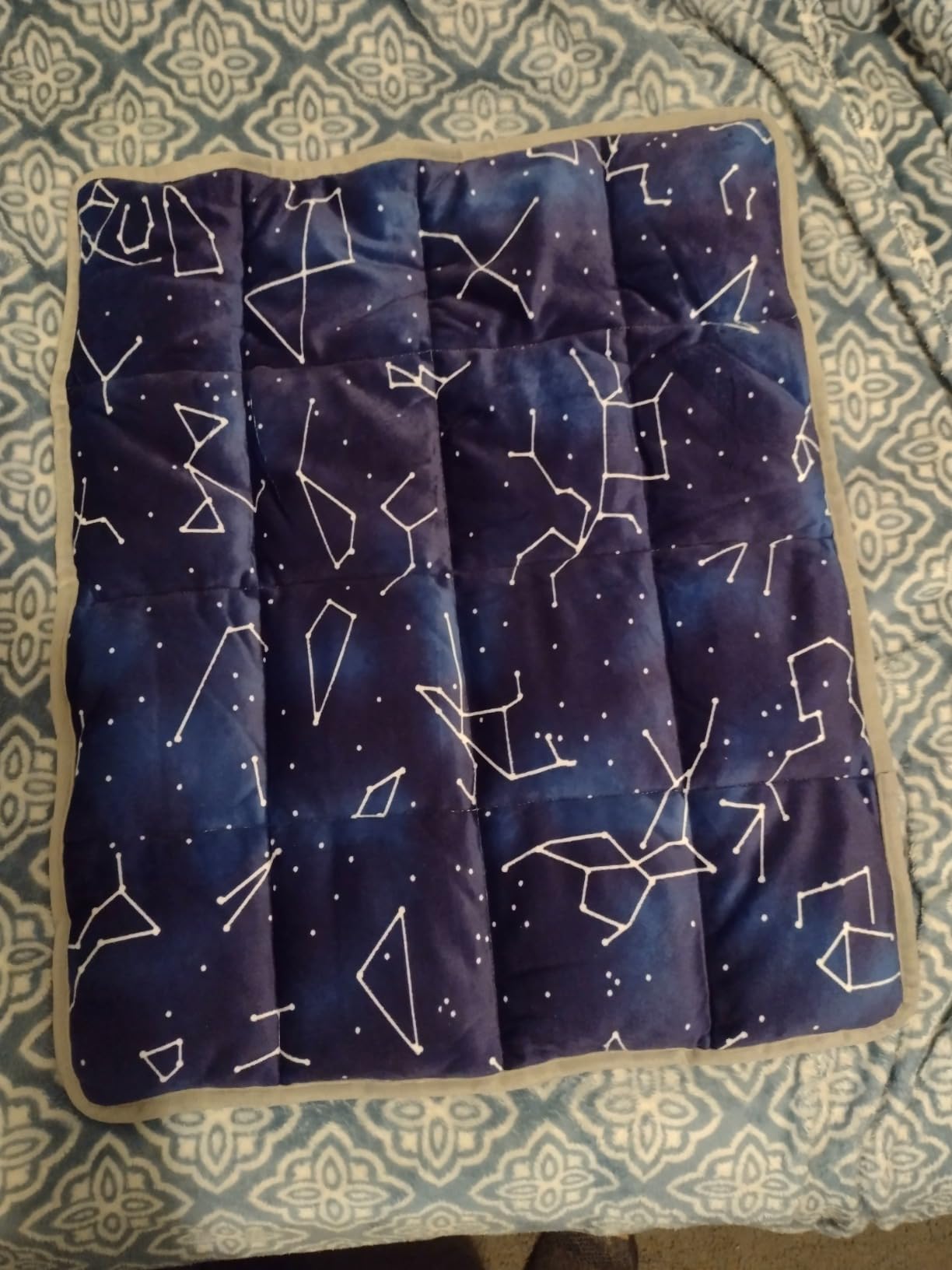 Florensi Weighted Lap Pad 20 x 23 Inch 7 lb Blue Constellations Weighted Lap Blanket Soft Minky Sensory Blanket for Relaxation Focus Travel Office Home Machine Washable customer photo 2