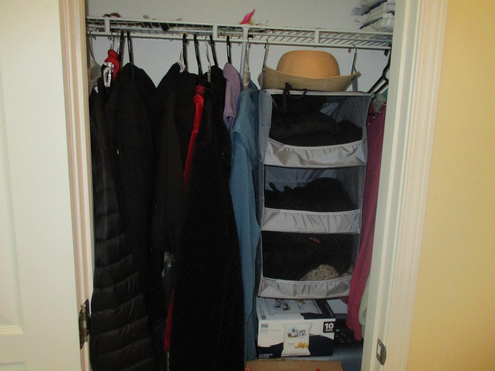 GRANNY SAYS 3-Shelf Hanging Closet Organizer and Storage, Collapsible Hanging Closet Shelves, Hanging Organizer for Closet & RV, Gray, 29 ½