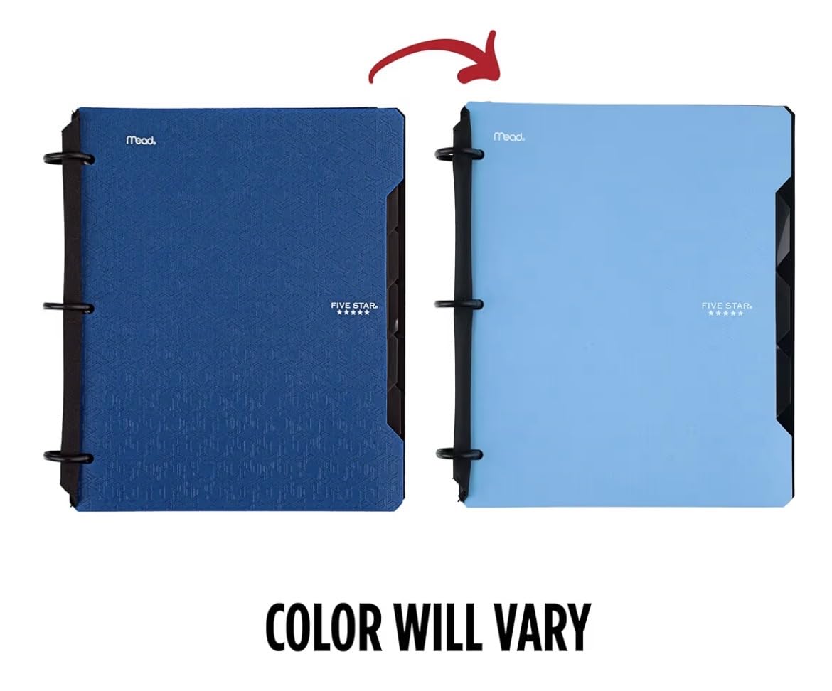 Five Star Flex Refillable Notebook + Study App 1 Inch O-Rings Binder with Pockets Tabs and Dividers, 220 Sheet Capacity, Includes 60 Sheets 8.5