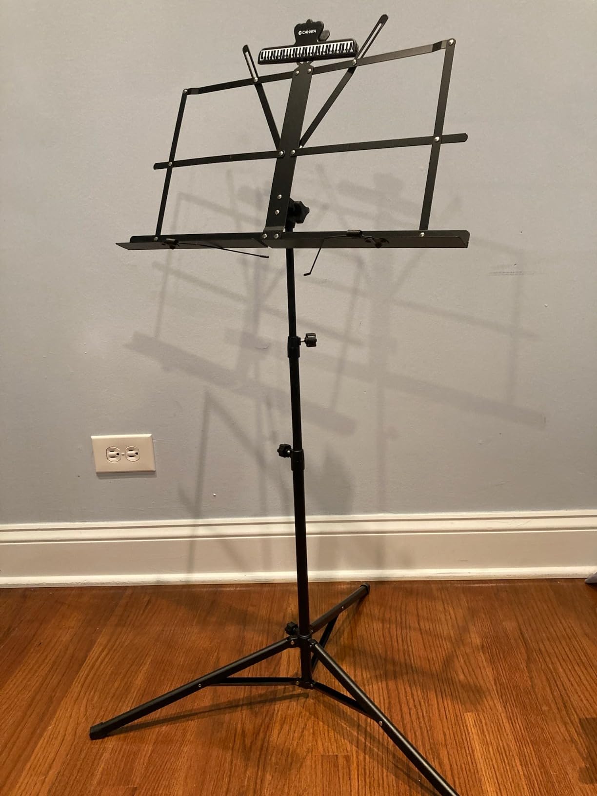 CAHAYA Portable Sheet Music Stand: Dual Use Desktop Book Holder Folding Lightweight Extra Stable Reinforced with Carrying Bag and Clip for Students Musicians Height Adjustable up to 54.3
