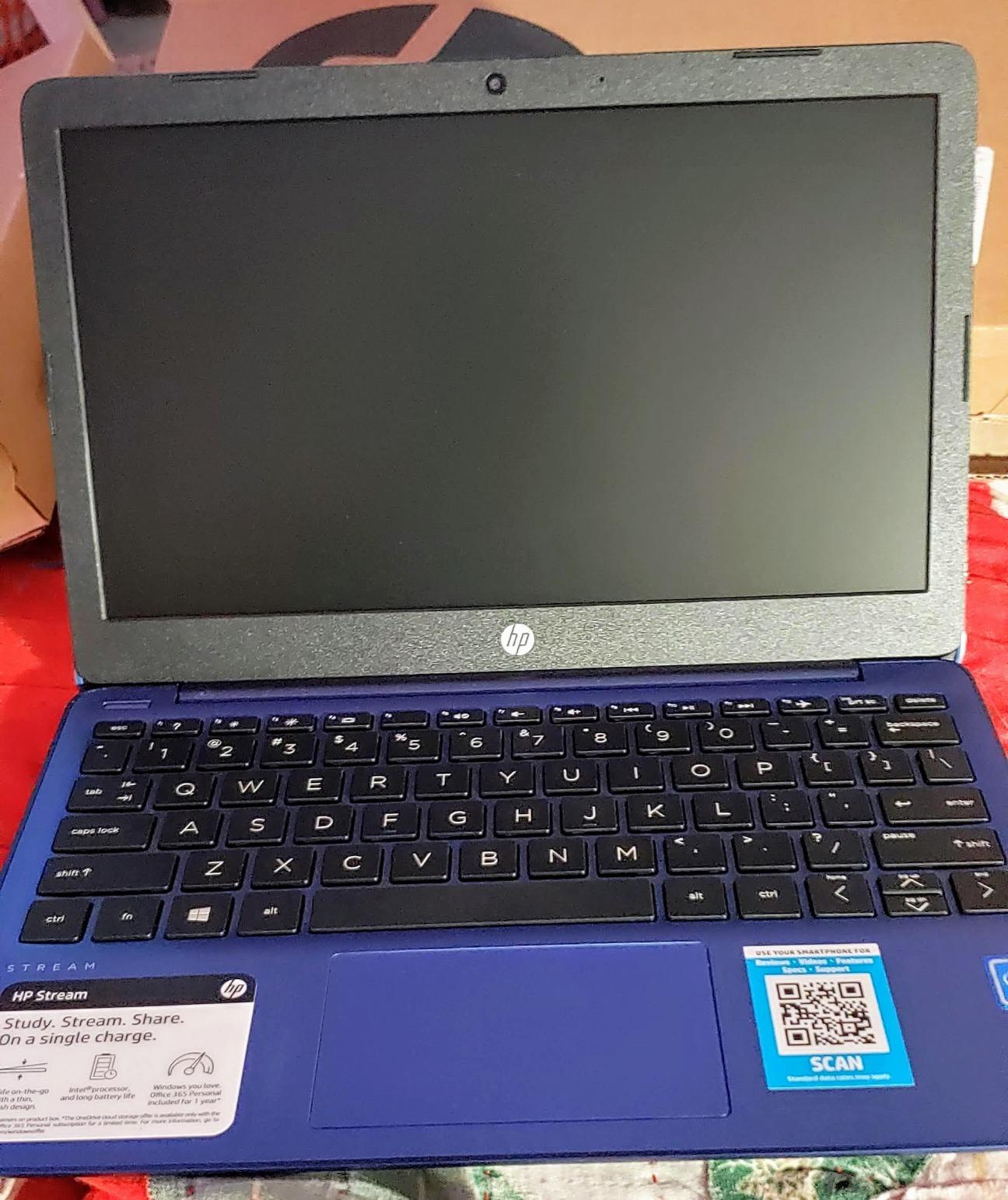 HP Stream 11.6-inch HD Laptop, Intel Celeron N4000, 4 GB RAM, 32 GB eMMC, Windows 10 Home in S Mode with Office 365 Personal for 1 Year (11-ak0010nr, Royal Blue) customer photo 1