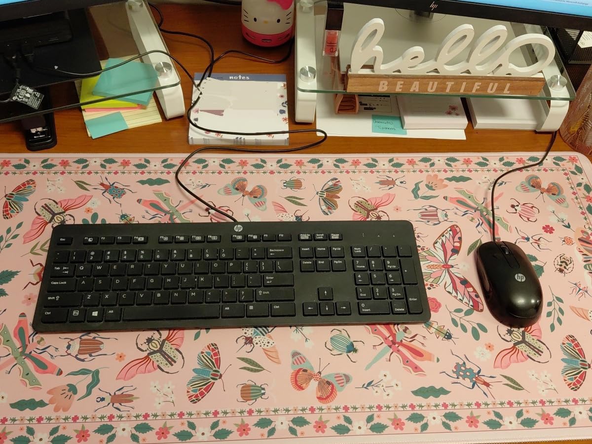 iCasso Desk Mat, Large Desk Mouse Pad for Desk,Home Office - Green Weeds | Desk Protector,Cottagecore Mouse Pad for Women with Smooth Lycra, Water-resistant, Non-slip Rubber Base and Stitched Edges customer photo 1