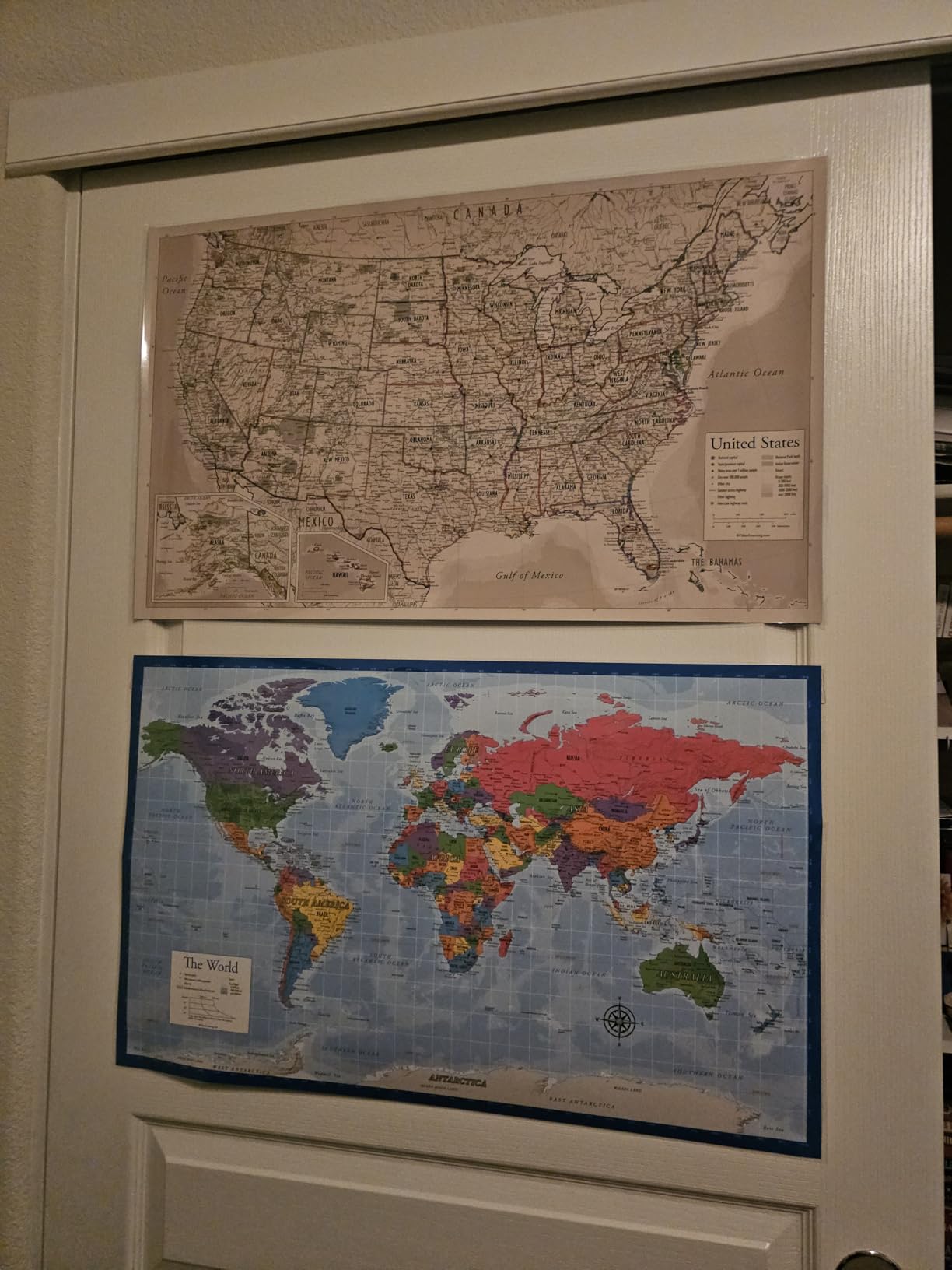 Laminated World Map & US Map Poster Set - 18
