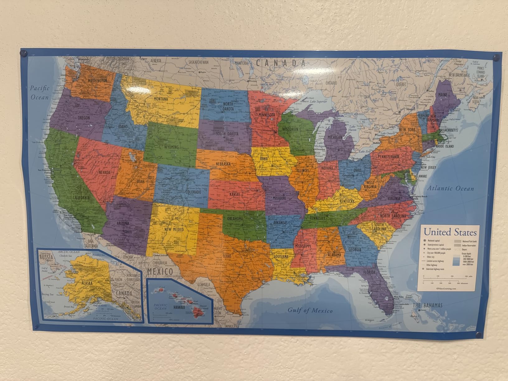 Palace Learning Laminated USA Map - 18