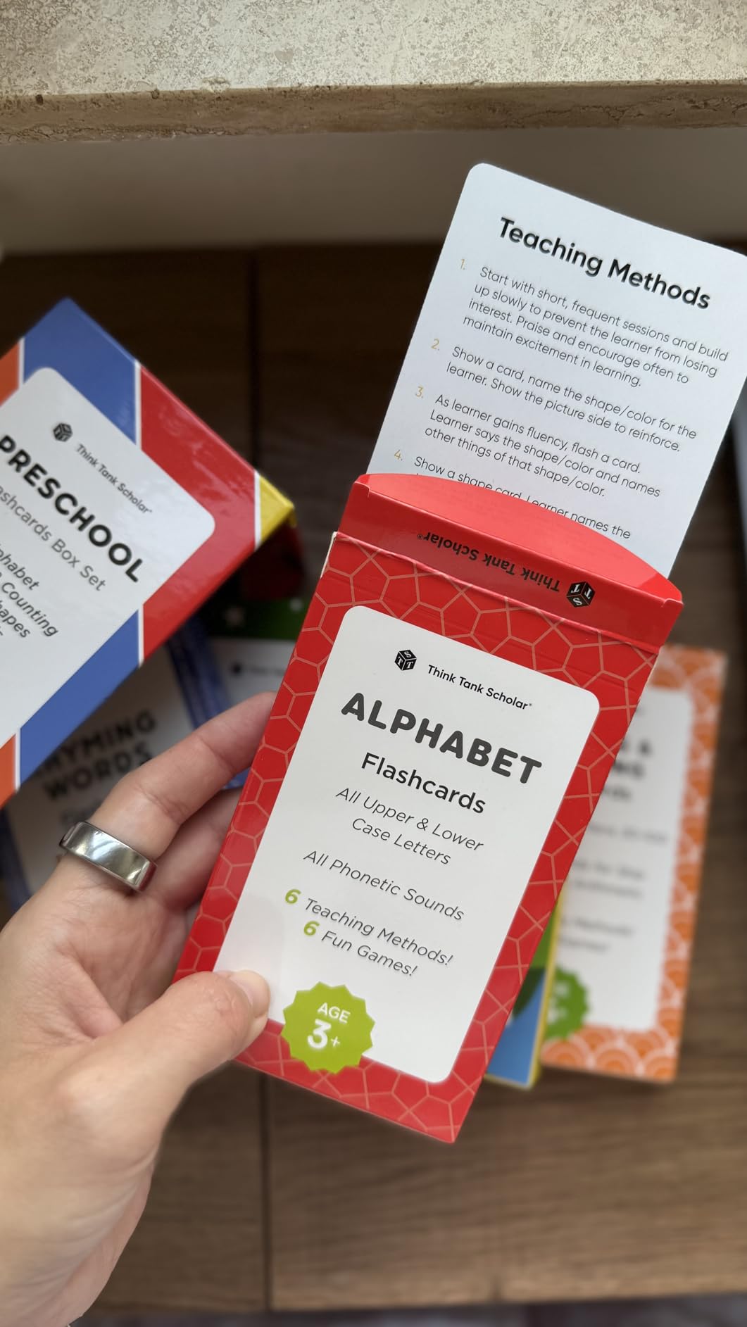 Award-Winning Flash Cards for Preschool & Kindergarten - 5-Deck Set, 180 Jumbo Cards - Learn Alphabet, Numbers, Colors, Shapes, First Words, Opposites & Rhyming - for Kids Ages 3-5 customer photo 2