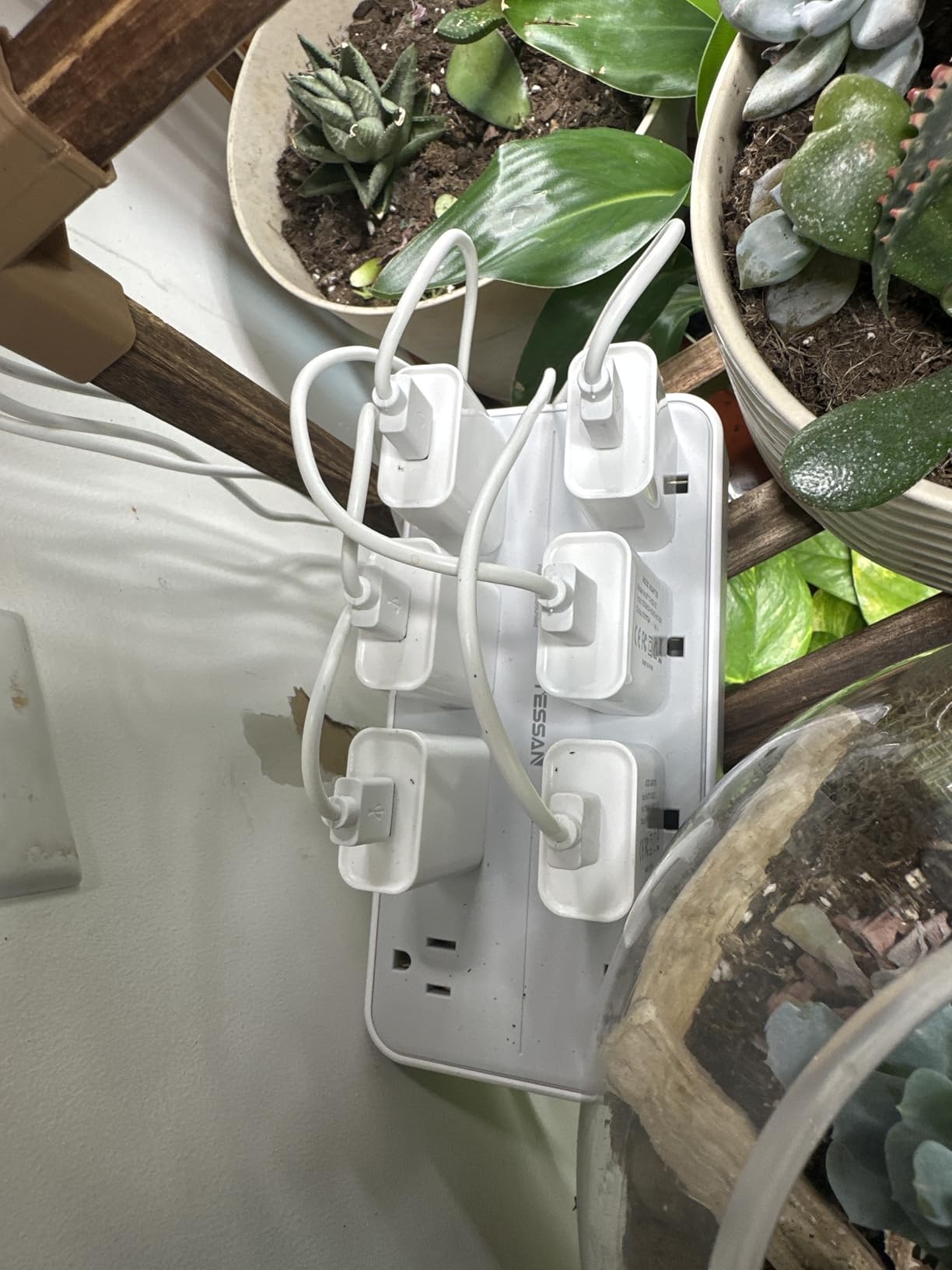TESSAN Power Strip Surge Protector, Flat Plug Extension Cord | 8 Outlets 3 USB Charger 1 USB C, 1080 Joules Protection, Wall Mountable for Home Office School Dorm Room Essentials, Gray customer photo 1