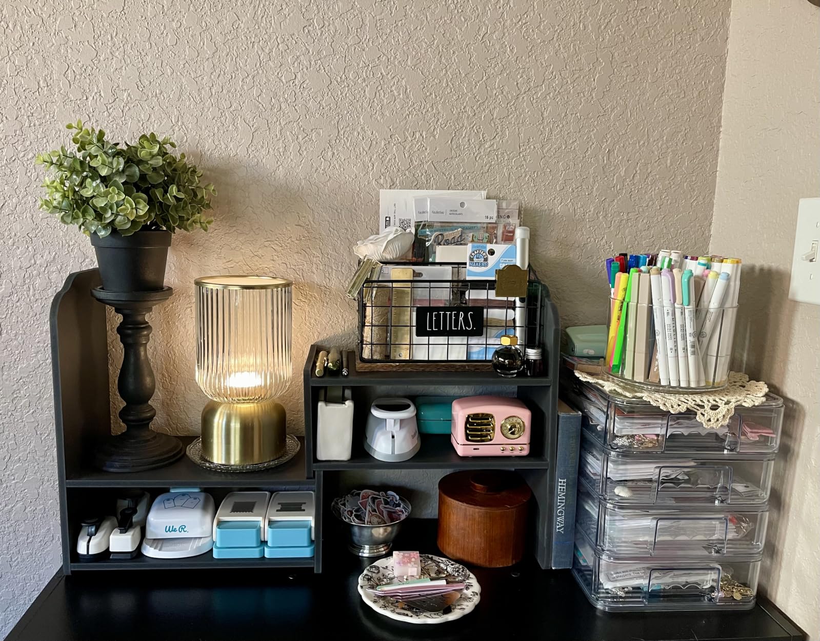 YGYQZ Adjustable Desktop Shelf Organizer, 3-Tier Expandable Desk Shelf, White Pattern customer photo 1