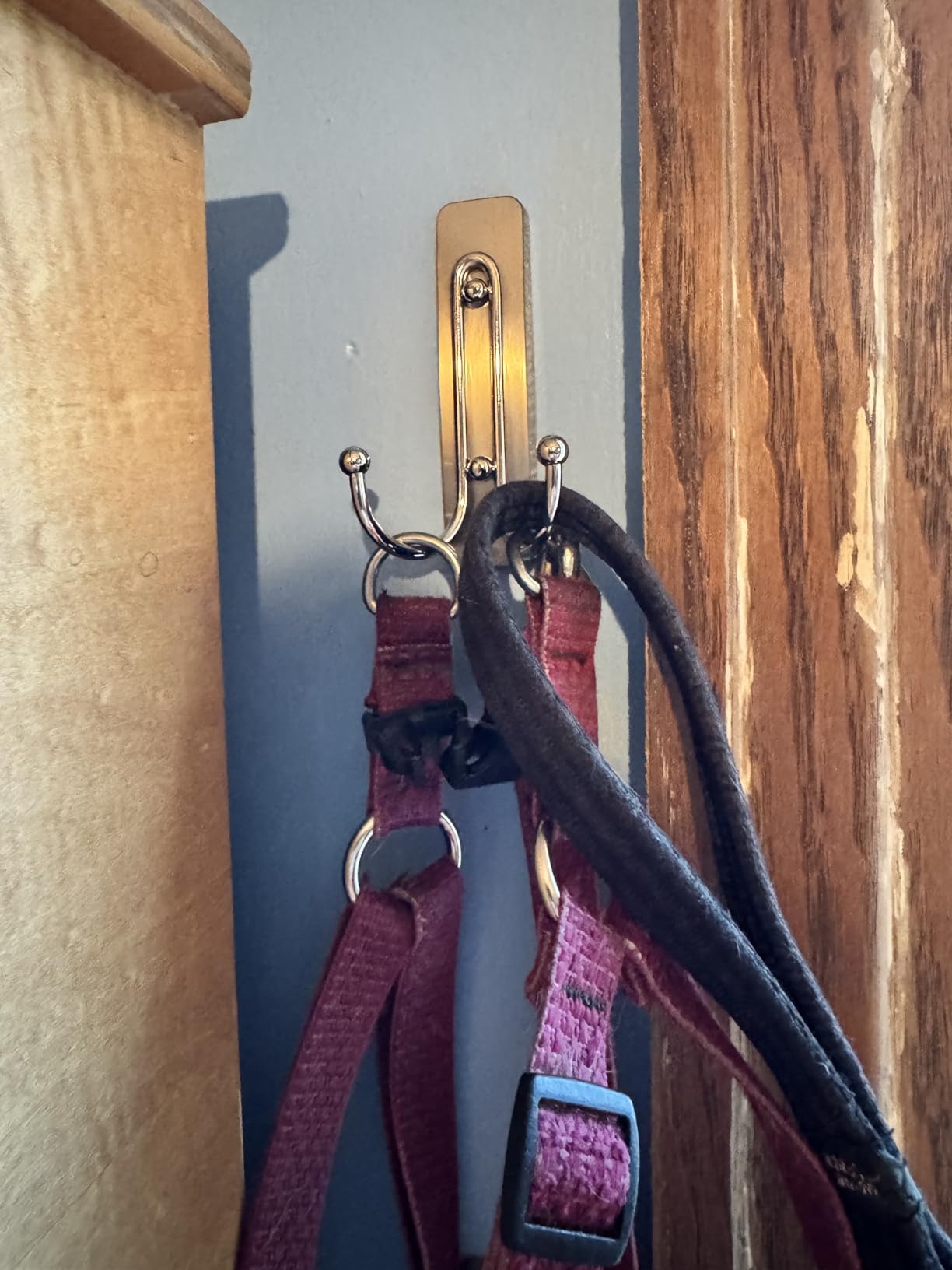 Large Matte Black Double Hooks, 2 Hooks and 2 Strips, Damage Free Hanging Wall Hooks with Adhesive Strips, Holds up to 4 lb customer photo 1