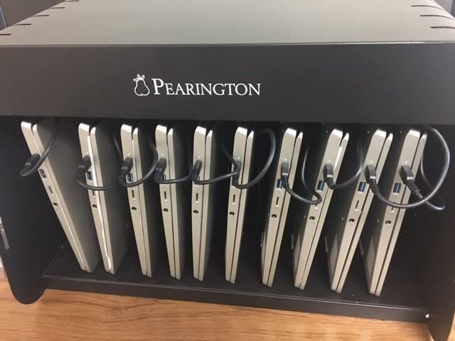 Pearington 12 Device Portable Charging Station for Tablets, iPads, Chromebooks, and Laptop Computers with Lock, Surge Protection, for Classroom or Office customer photo 1