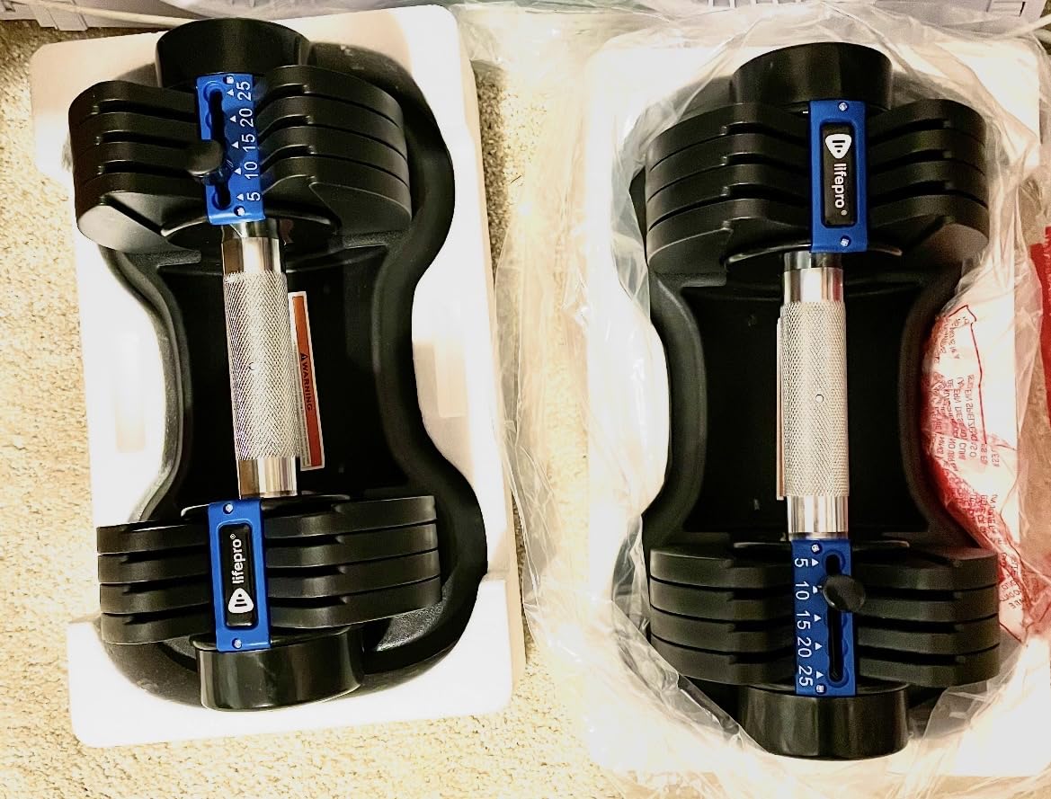 Lifepro Adjustable Dumbbells & Weights for Home Gym, Quick-Adjust | Choose from 2-55 lb adjustable weights in single, pair, or 3-in-1 options customer photo 1
