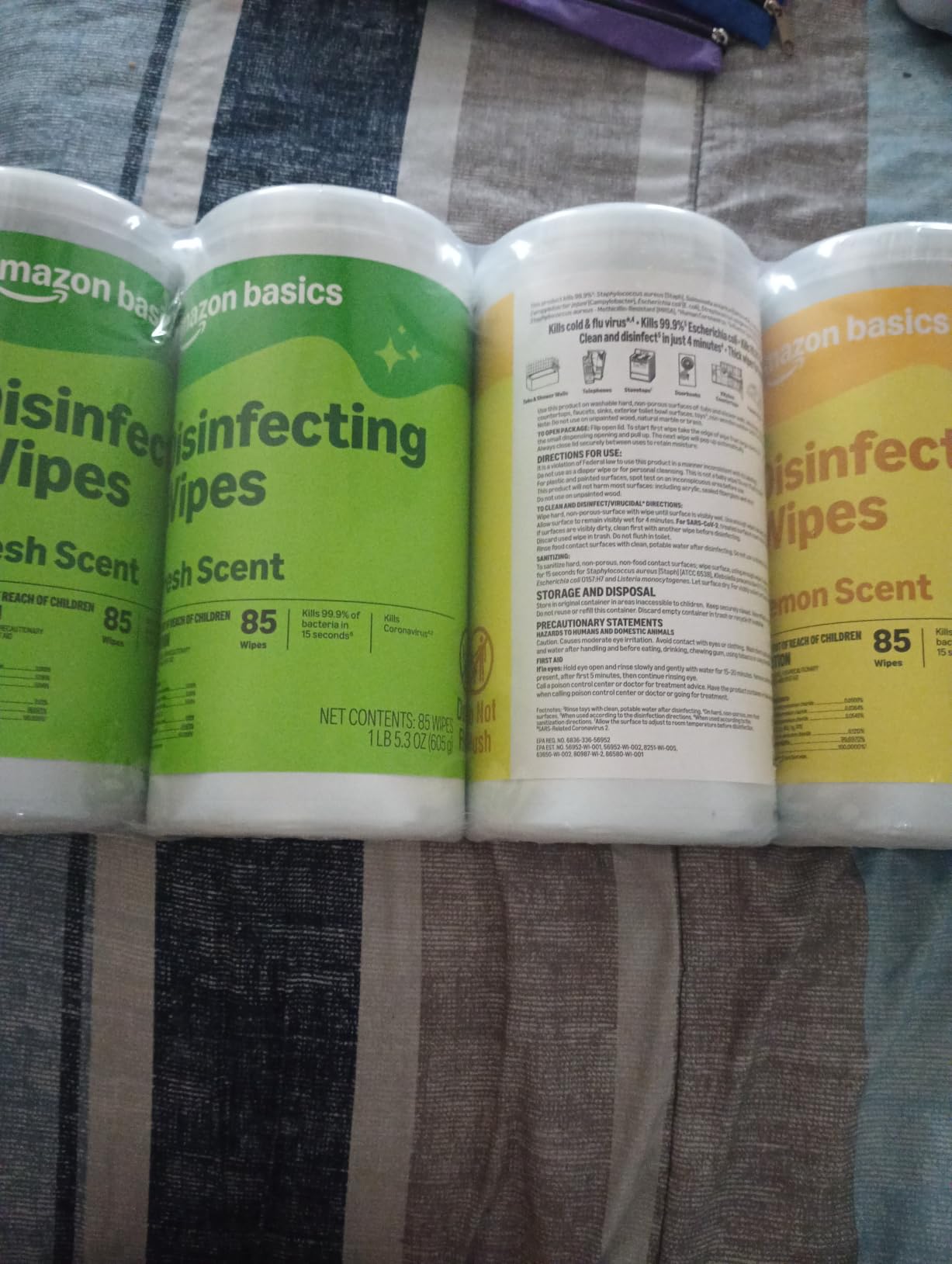 Amazon Basics Disinfecting Wipes, Lemon & Fresh Scent, Sanitizes, Cleans, Disinfects, Deodorizes, 340 Count (4 Packs of 85), Packaging May Vary customer photo 2