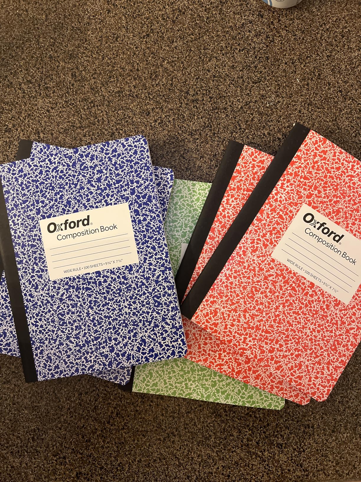 Oxford Composition Notebooks, 6 Pack, Cover Colors Vary, Wide Ruled Paper, 9-3/4 x 7-1/2 Inch School Journals, Assorted Marble Covers, 100 Sheets, per Book (63762) customer photo 1