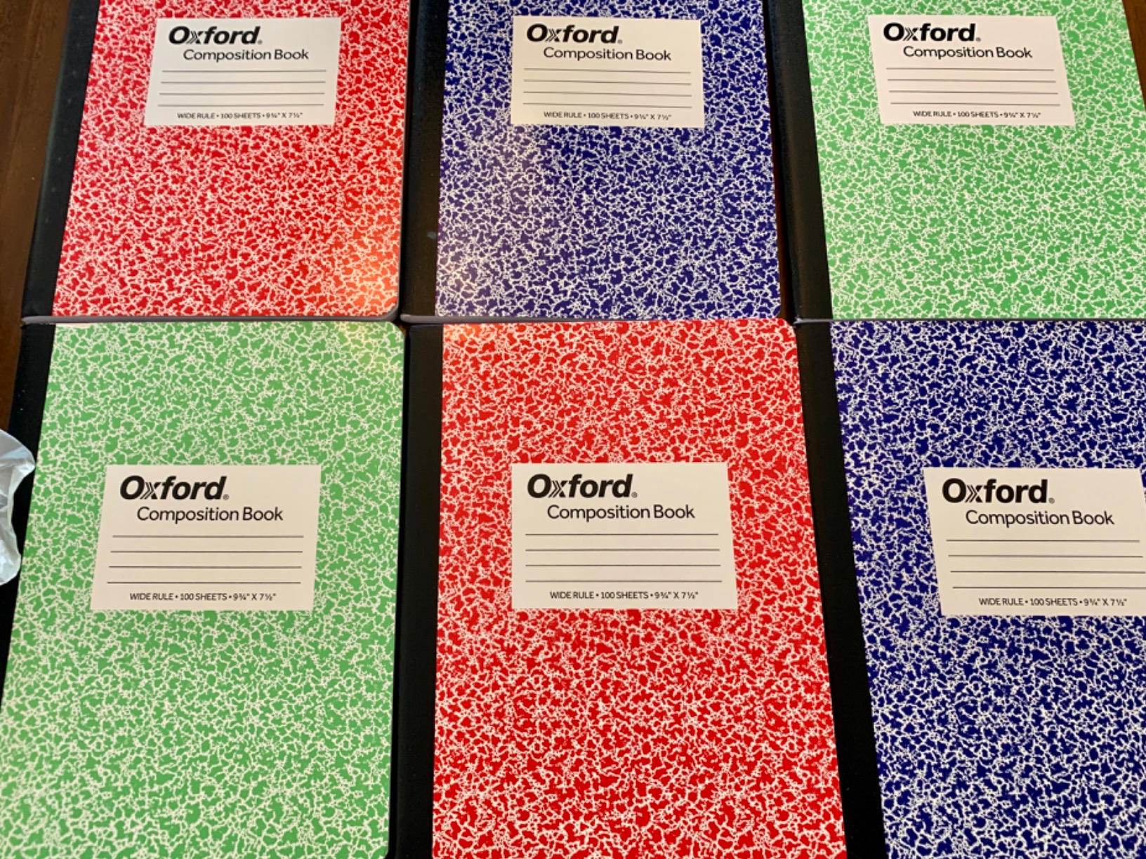 Oxford Composition Notebooks, 6 Pack, Cover Colors Vary, Wide Ruled Paper, 9-3/4 x 7-1/2 Inch School Journals, Assorted Marble Covers, 100 Sheets, per Book (63762) customer photo 2