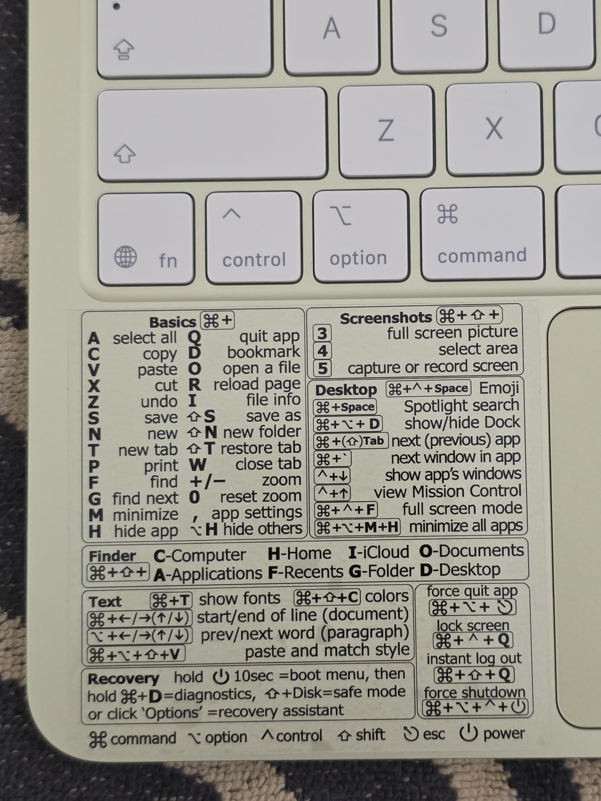Synerlogic Mac OS Shortcuts Sticker for Air/Pro | Keyboard Stickers for macOS | Laminated Vinyl MacBook Cheatsheet | MacBook Shortcuts 2026 (Clear/Black) customer photo 2