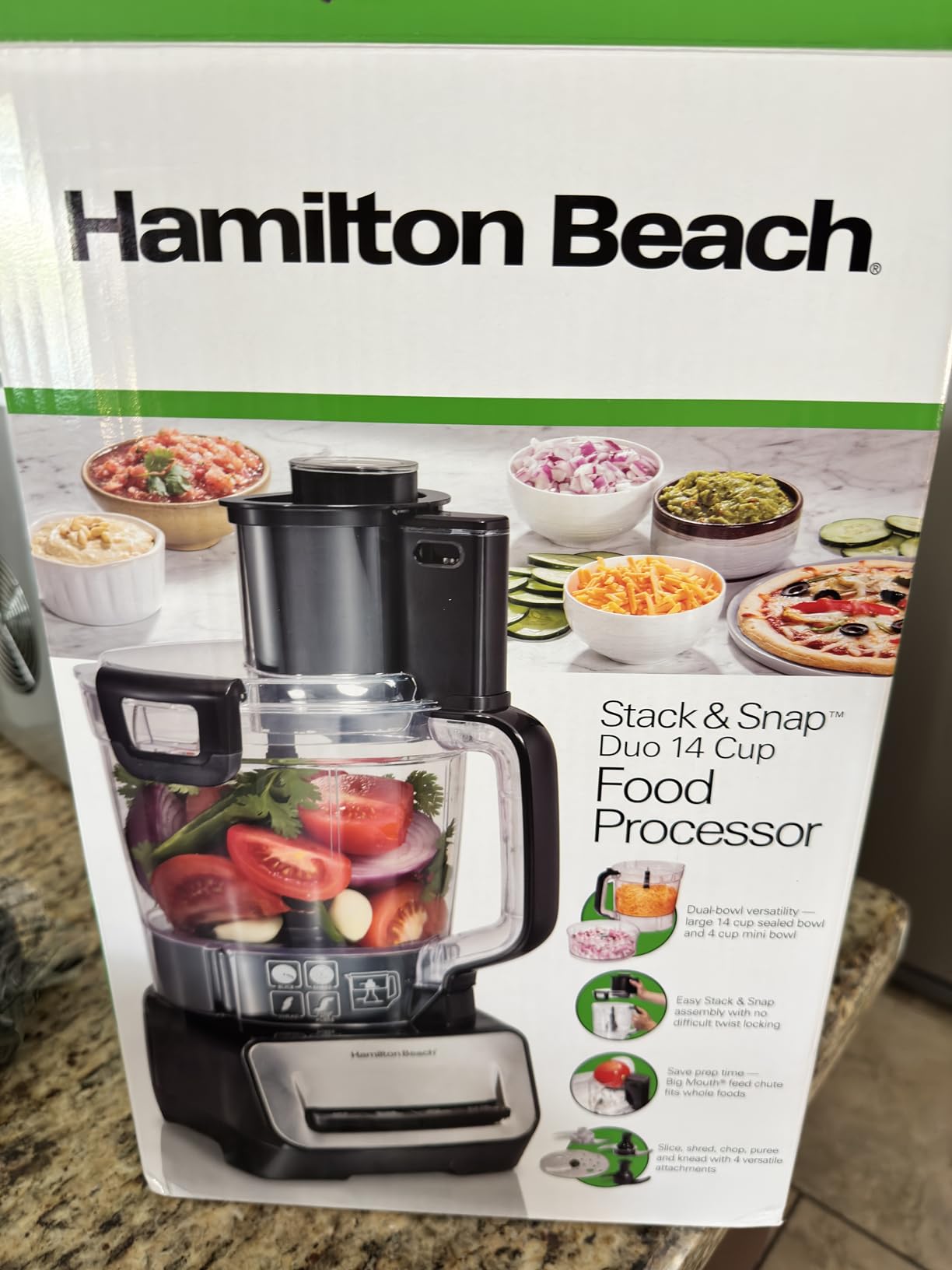 Hamilton Beach Stack & Snap 14 Cup Food Processor and Vegetable Chopper | Dishwasher Safe Stainless Steel Blades | 3-Speed 500 Watt Motor | Includes 4-Cup Mini Food Processor Bowl | Black | 70585 customer photo 1