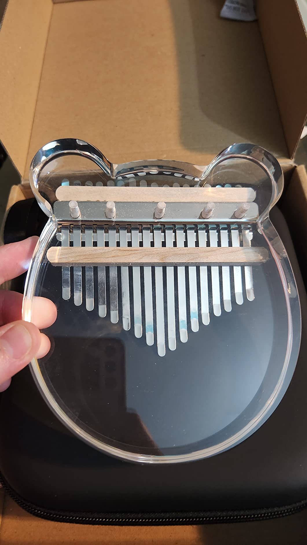 Clear Kalimba Thumb Piano With Eva Protective Case, Transparent Crystal Kalimba 17 Key, Musical Instrument Gifts, Cat Shape Finger Piano, Acrylic Mbira customer photo 2