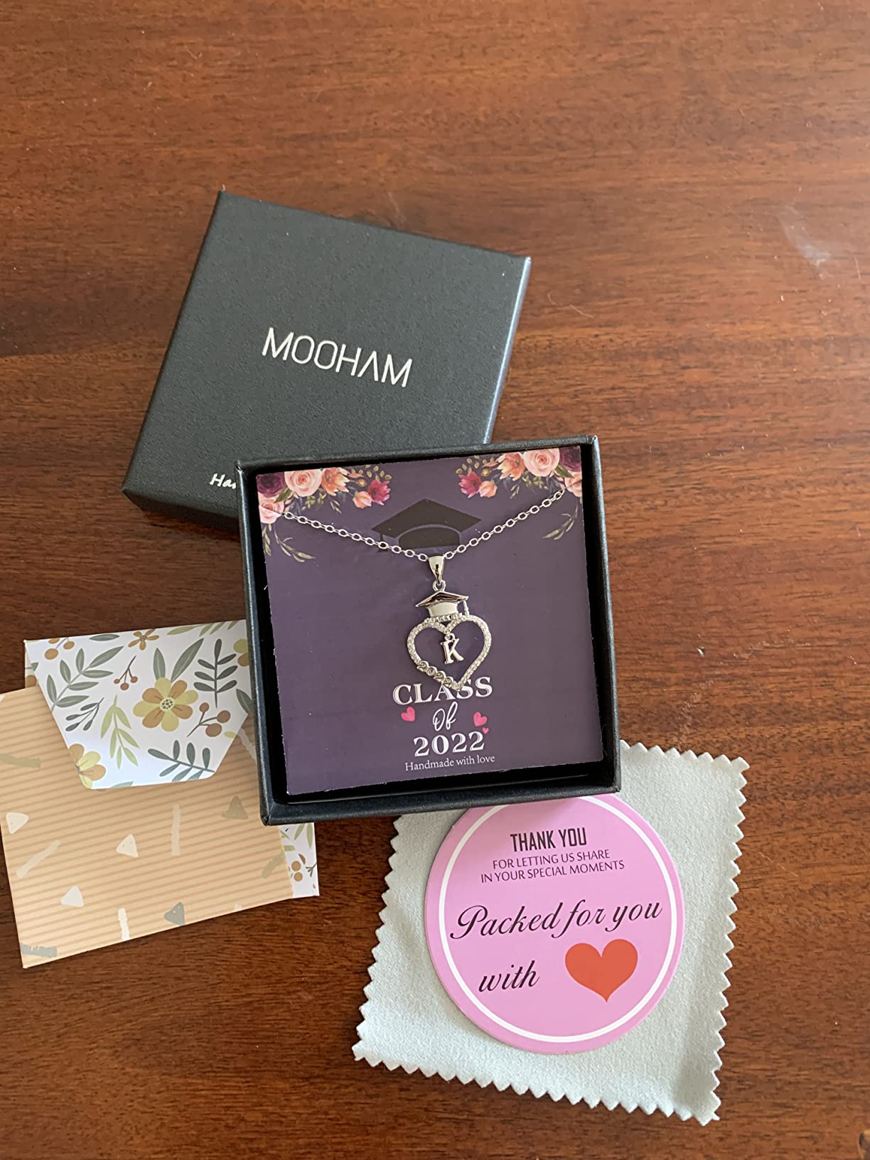 Graduation Gift for Her 2026, 14K White Gold Plated CZ Graduation Cap Heart Pendant Initial Necklaces for Women Teen Girls High School College Graduation Gift for Her customer photo 2
