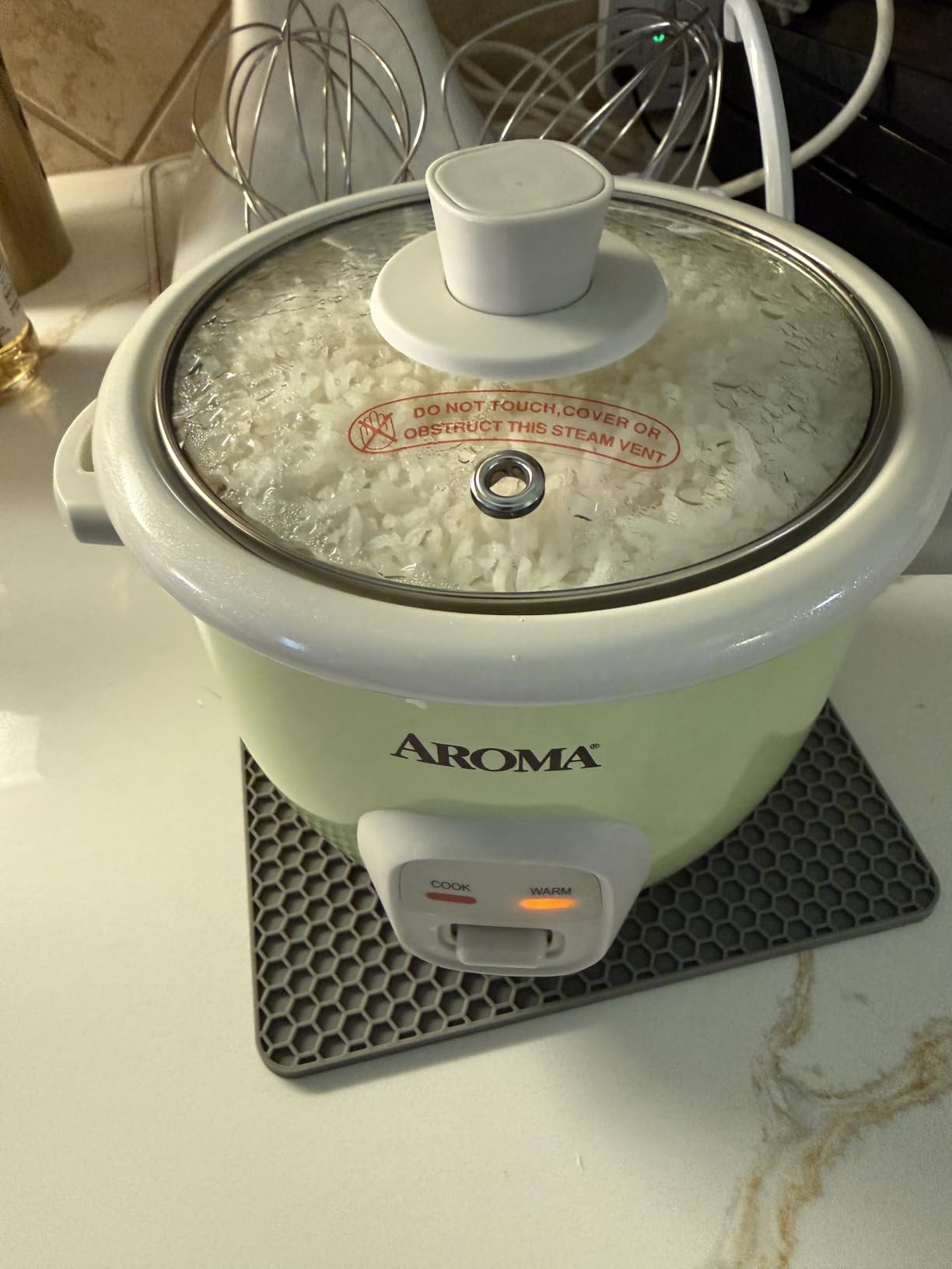AROMA Mini Rice Cooker, 2-Cup (Uncooked) / 4-Cup (Cooked), Grain Cooker, Soup Maker, Oatmeal Cooker, Auto Keep Warm, 1 Qt, Blue, ARC-302NGBL customer photo 1
