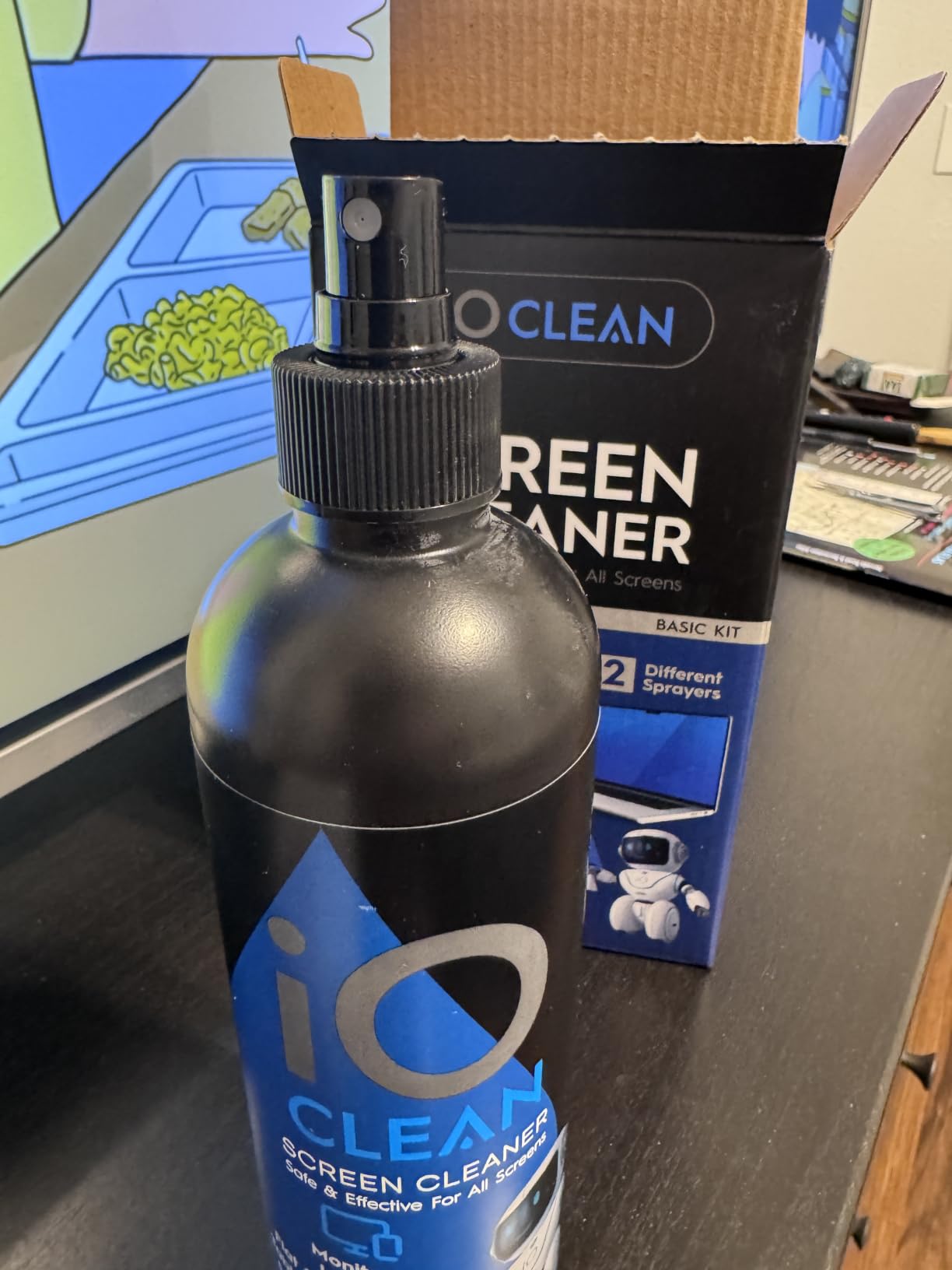 iO CLEAN Screen Cleaner Spray (16oz - 473ml) - Best Large Cleaning Kit | for LCD, LED & OLED TV, Smartphone, iPad, Laptop, Touchscreen, Computer Monitor, Microfiber Cloth Wipes & 2 Nozzles customer photo 1