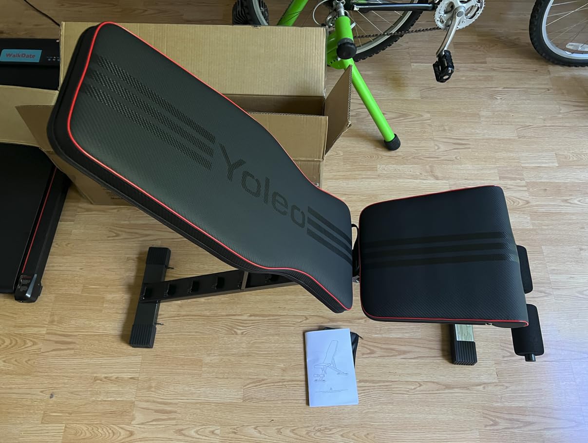 YOLEO Adjustable Weight Bench, ASTM-Certified 827LBS | 98% Pre-Assembled, 84-90 Positions Incline Decline Flat, Foldable Gym Bench with Wider Seat for Home Gym(L-XL) customer photo 1