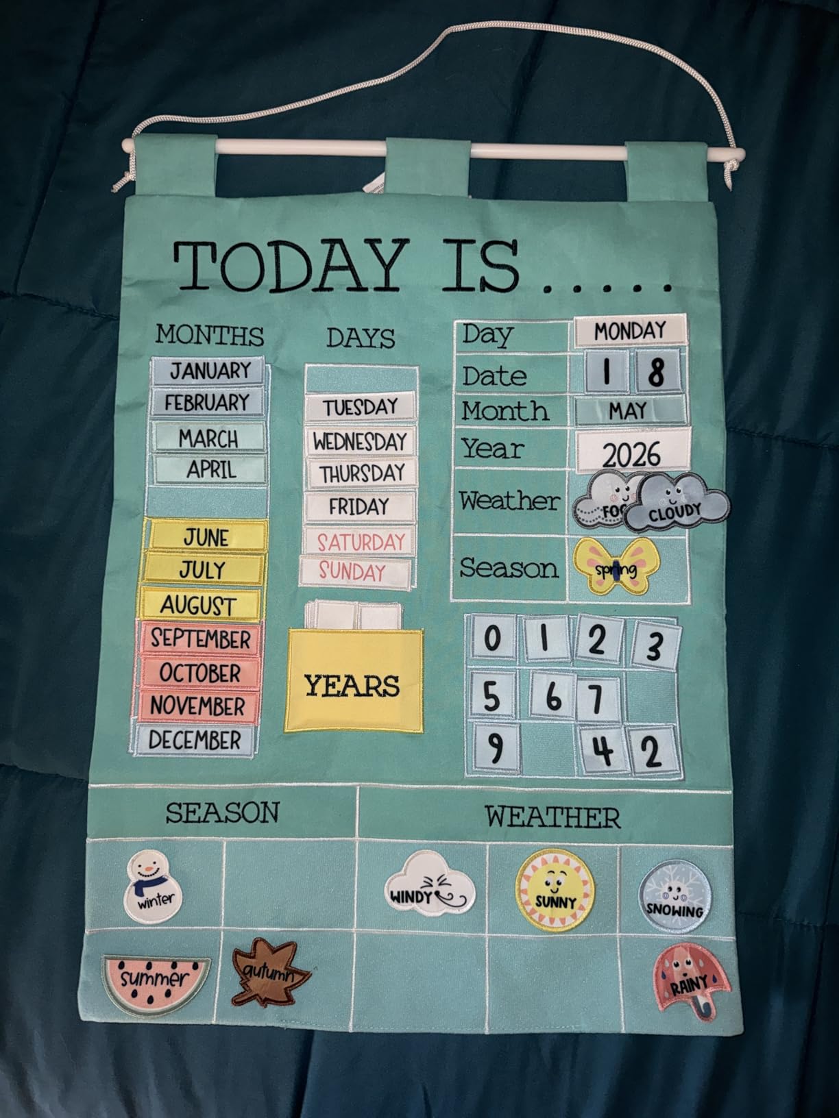 The Peanutshell Learning Calendar Wall Chart - Homeschool Supplies, Interactive Pocket Chart for Toddlers & Kids customer photo 1