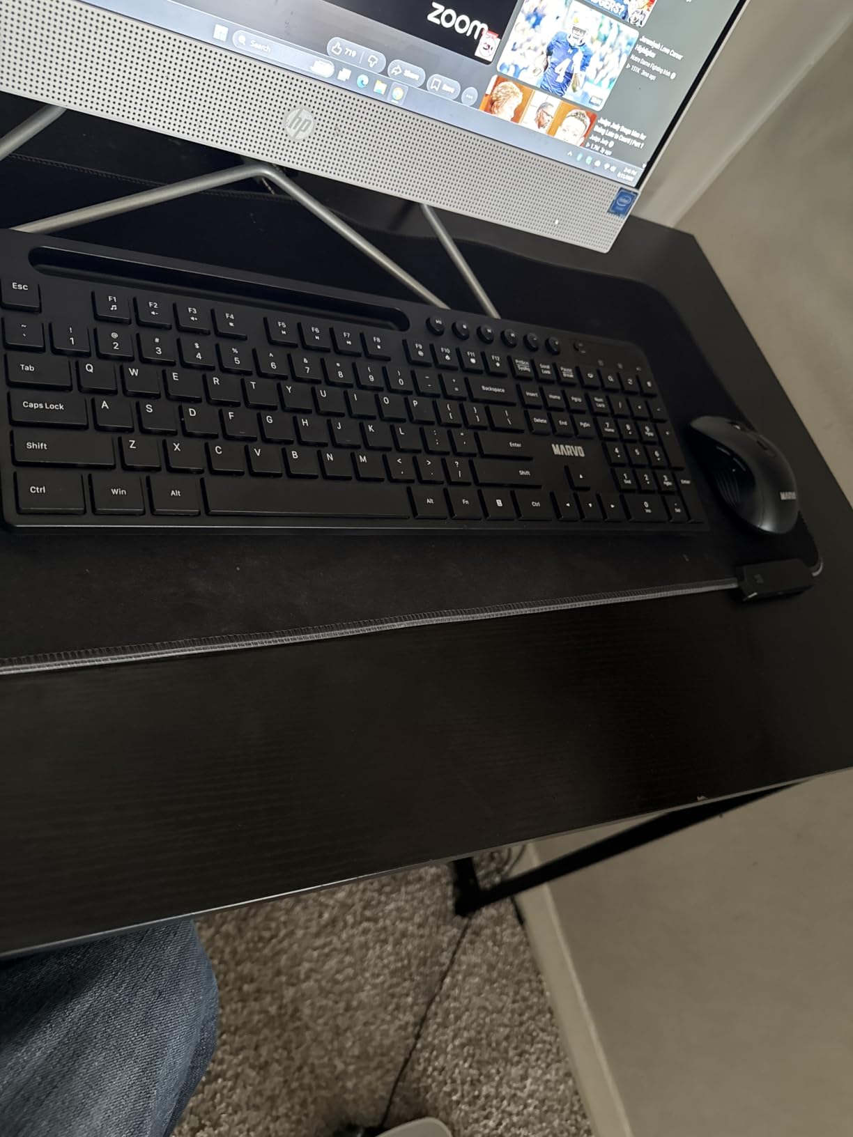 MARVO Wireless Keyboard and Mouse Combo with Phone Holder, Full-Size, Black | 2.4G Ergonomic Wireless Computer Keyboard with 6 Multimedia, Phone Tablet Holder, Silent Mouse with 6 Button for Mac, Windows customer photo 2