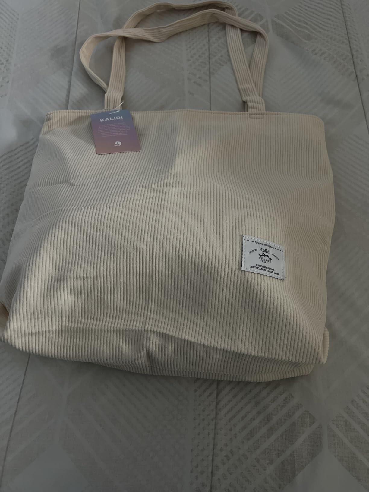 KALIDI Women Corduroy Tote Bag Zipper Casual Tote's Handbag Big Capacity Shoulder Bag with Pockets customer photo 1