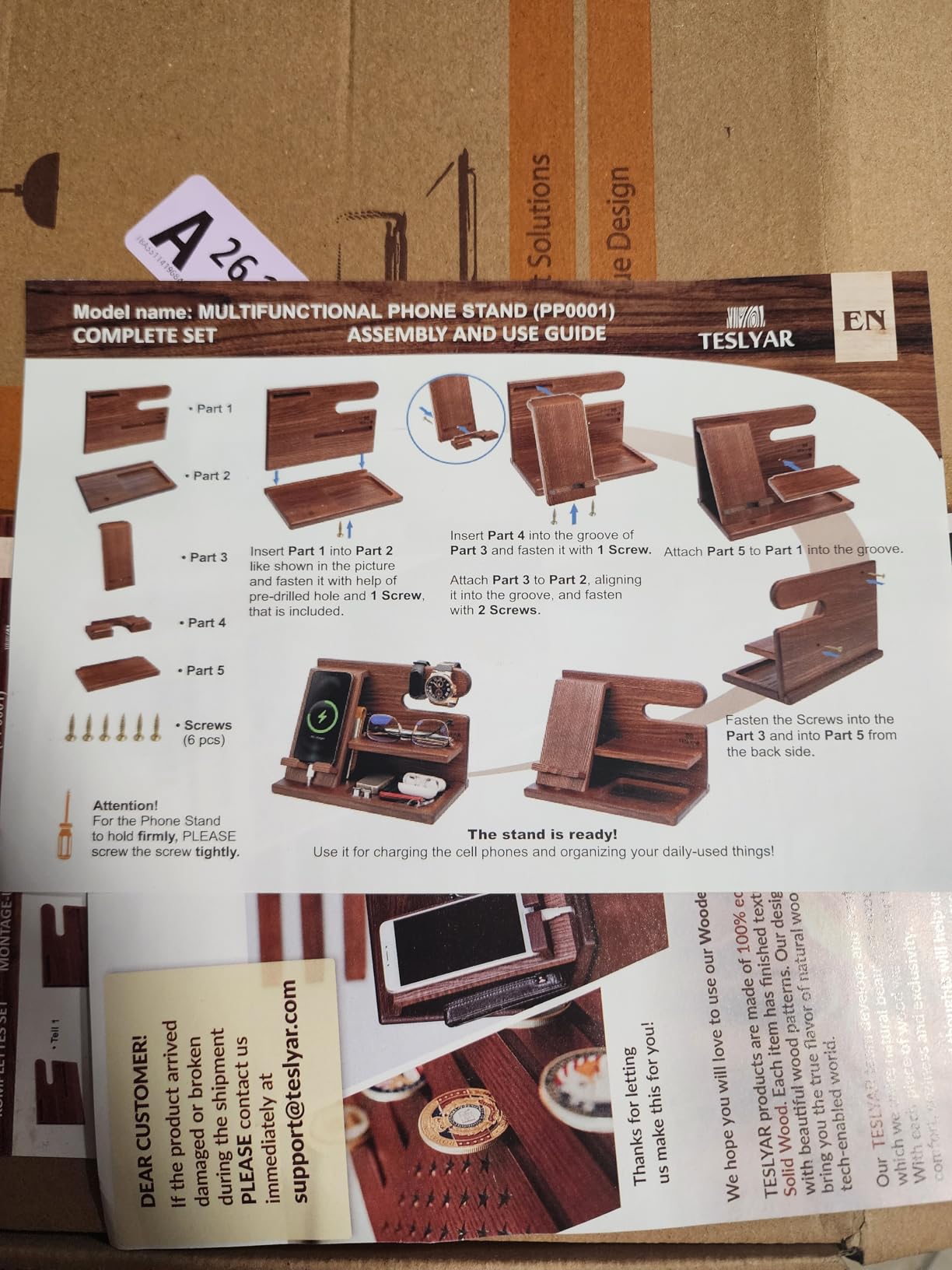 TESLYAR Wood Phone Docking Station for Men - Desktop or Nightstand Organizer, Key Holder Stand customer photo 2