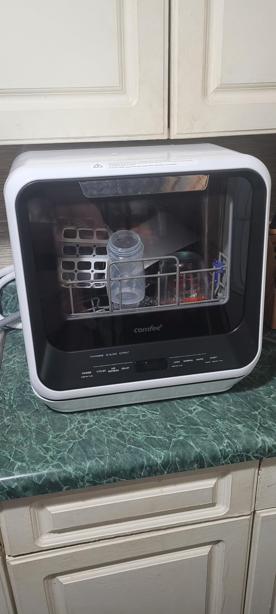 COMFEE' Portable Mini Dishwasher Countertop with 1.32Gal Built-in Water Tank for Apartments & RVs, No Hookup Needed, 6 Programs, 360° Dual Spray, 162℉ High-Temp & Air-Dry Function customer photo 2