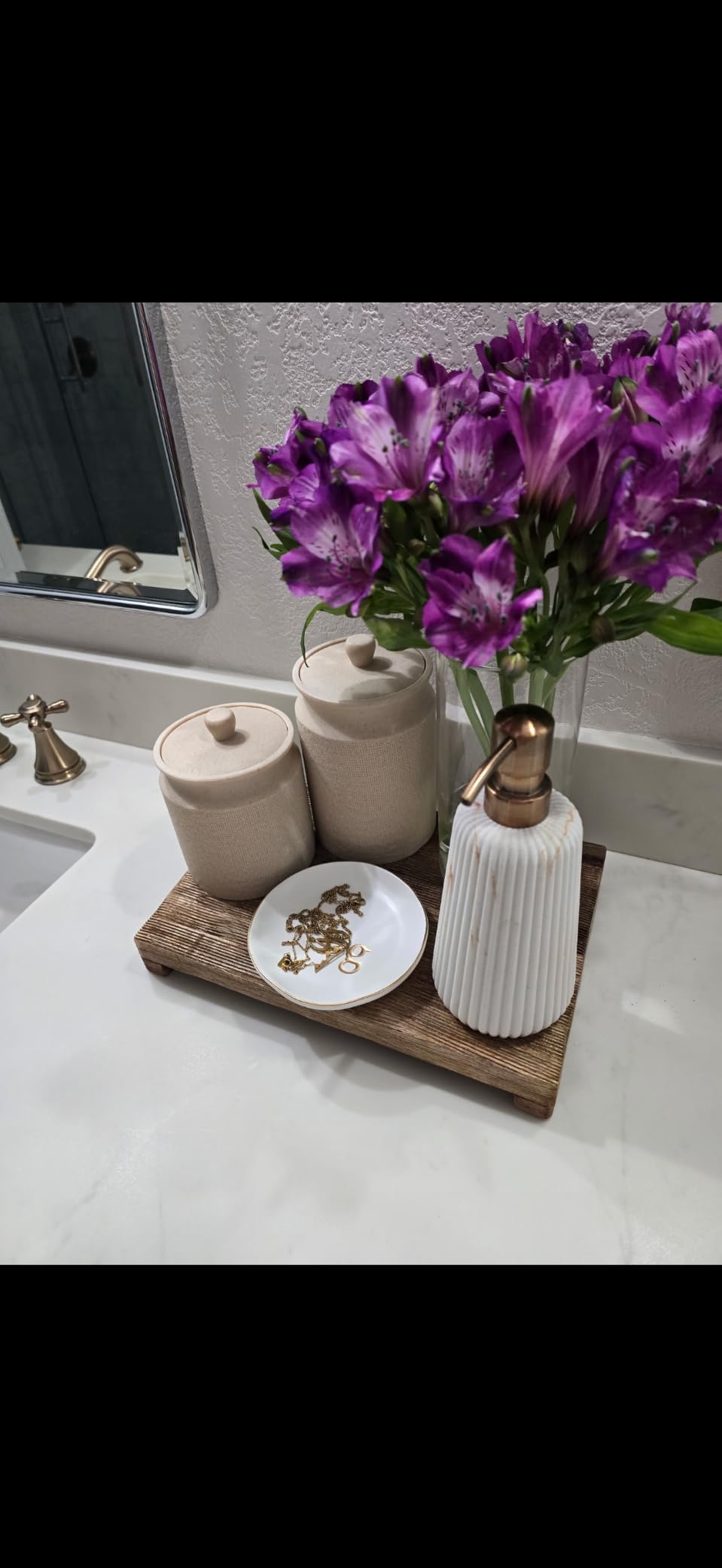 COLLECTIVE HOME Ceramic Jewelry Tray, Trinket Dish, Gifts for Women | Mother's Day, Birthday, Christmas, Engagement Gifts, Vanity, Nightstand Decor, Embossed Gold Monogram Ring Dish with Gift Box customer photo 1