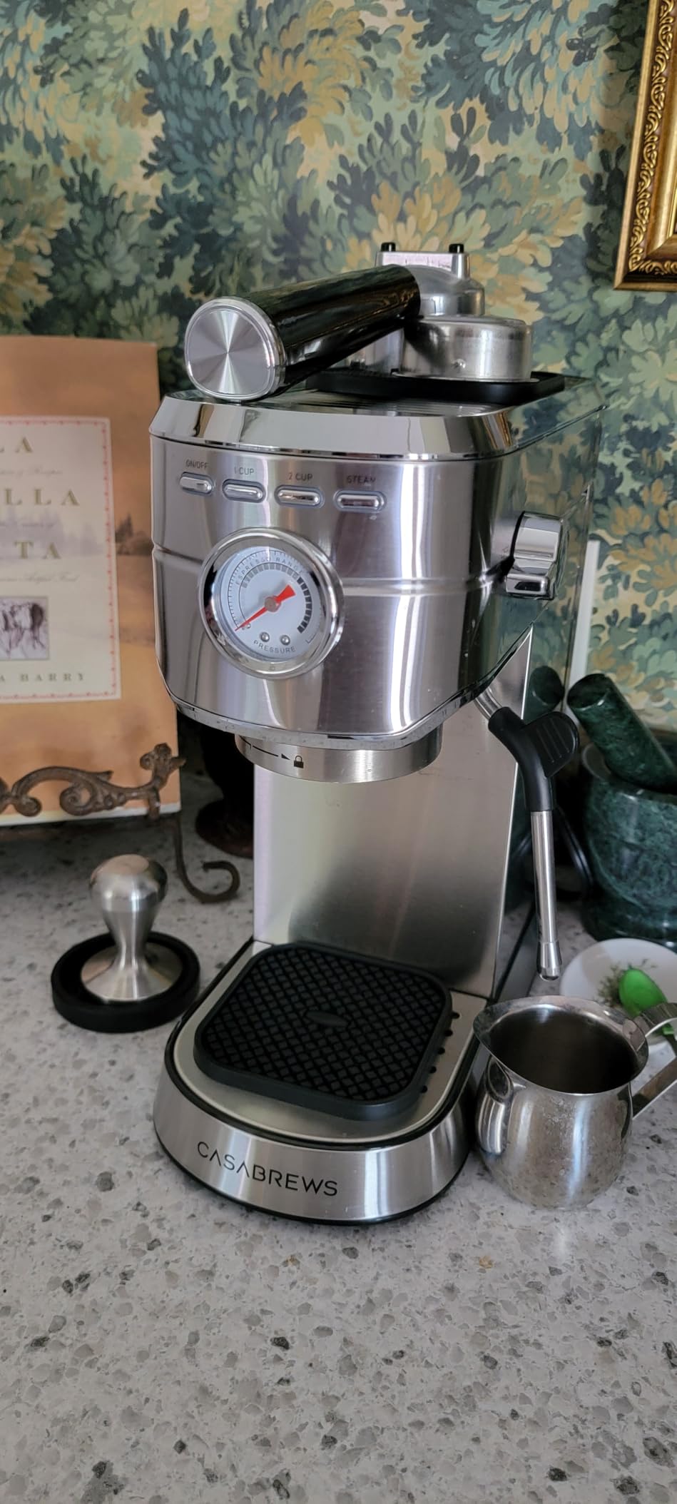CASABREWS CM5418 Compact Espresso Machine with Milk Frothing Steam Wand | Stainless Steel, 20-Bar Pump, Built-in Pressure Gauge, Powerful Steam Wand for Cappuccino Latte for Home, 34oz Water Tank customer photo 2