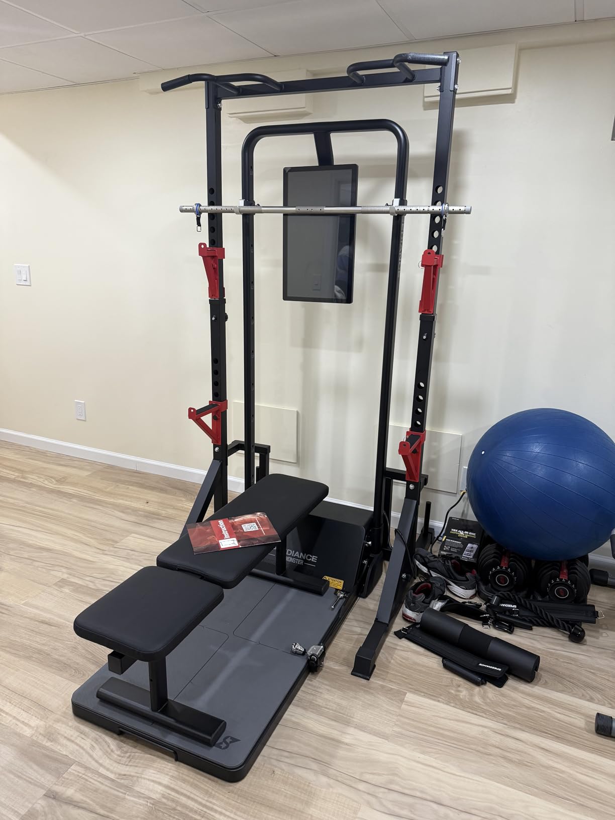 CANPA Multifunction Power Rack with Pull up Bar, Heavy Capacity Adjustable Squat Stand Rack for Home Gym customer photo 1