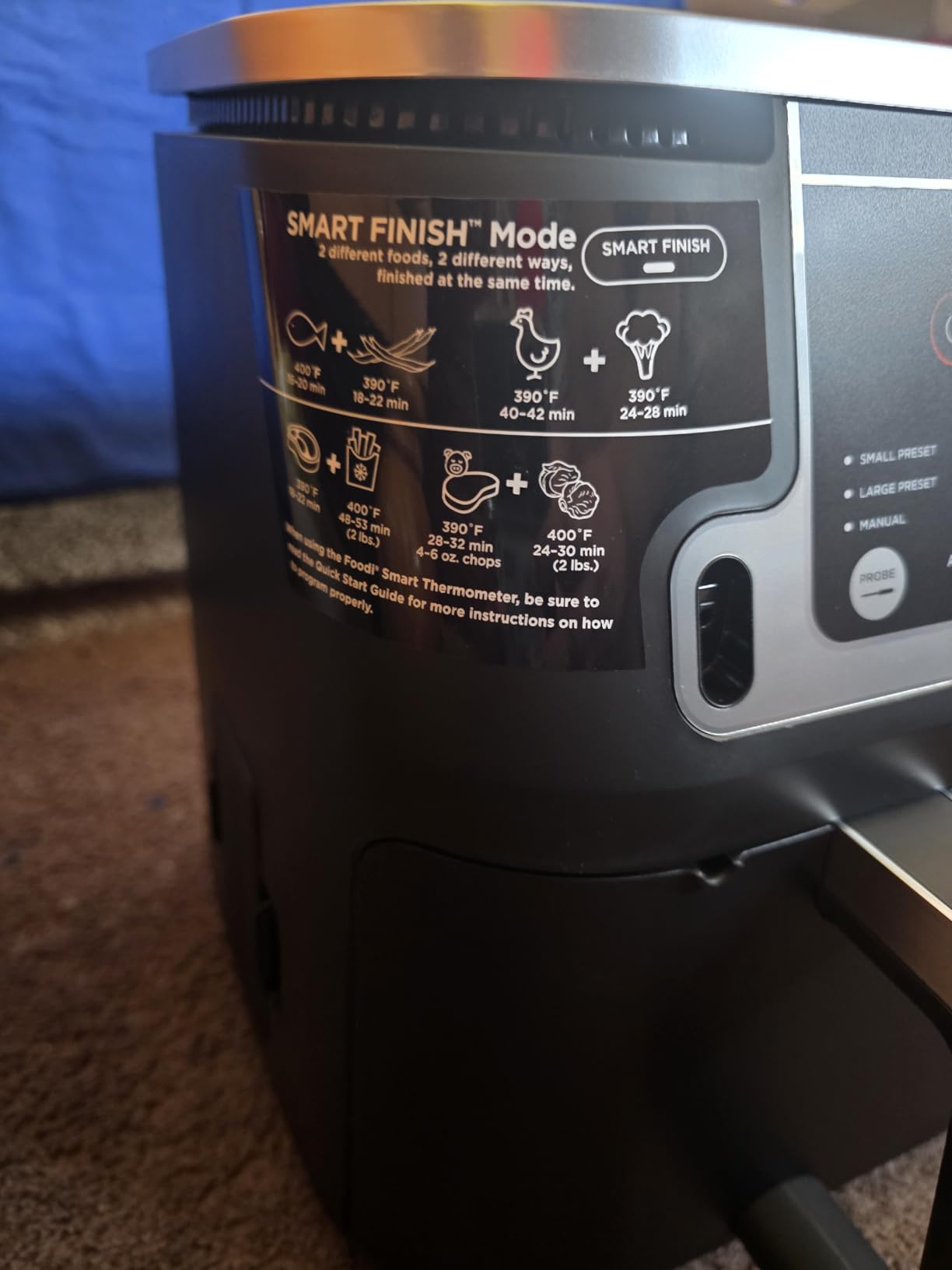 Ninja DZ550 Foodi 10 Quart 6-in-1 DualZone Smart XL Air Fryer with 2 Independent Baskets, Cook Thermometer for Perfect Doneness, Match and Finish to Roast, Dehydrate and More, Black | Air fry, roast, broil, bake, reheat, dehydrate, Smart Cook thermometer, Match Cook, Smart Finish customer photo 1