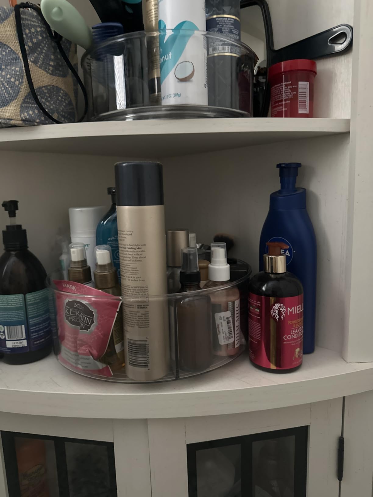Oizeir Lazy Susan Turntable - Clear Acrylic, Removable Sections, Rotates 360 Degrees. Easily Organize Your Fridge, Cabinet or Counter. Great Carousel Storage for Food, Spices, Cosmetics. (4-Sections) customer photo 2