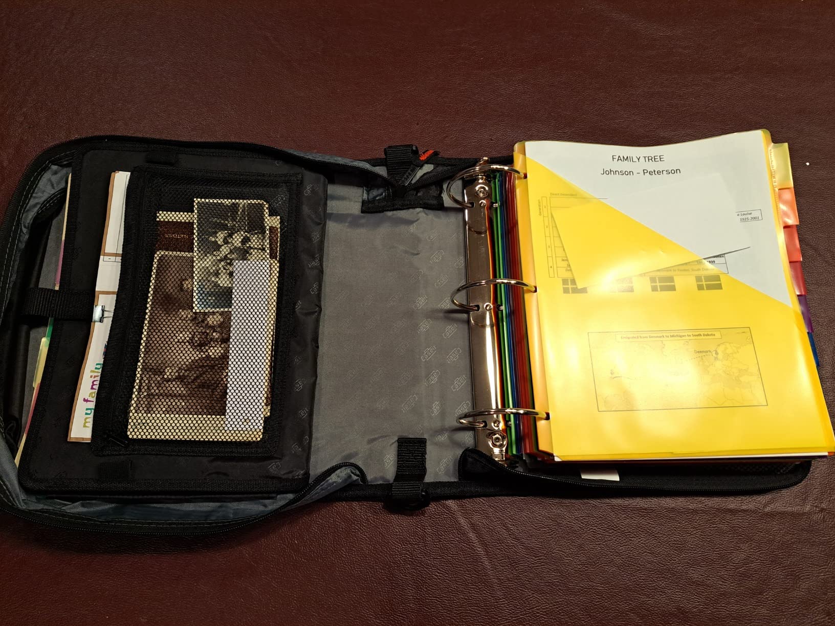 Case-it School Zipper Binder | 3-Inch O-Rings | 600-Sheet | D-146 Jet Black | Mighty Zip Tab, 5-Subject Expanding File Folder, Multiple Pockets, Storage Organizer, Shoulder Strap, Office customer photo 1