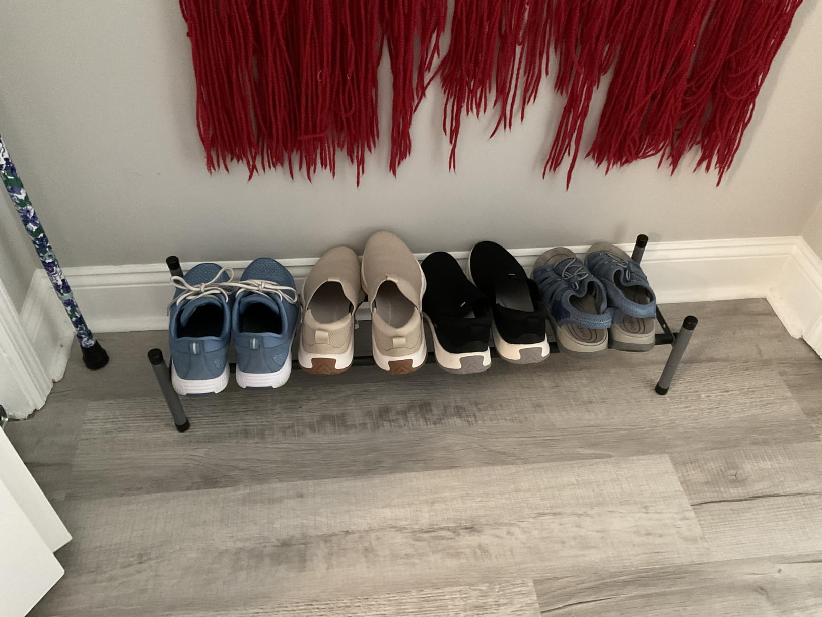STORAGE MANIAC Expandable Shoe Rack for Closet, 8 Pairs Stackable Small Shoe Rack, Metal Adjustable Shoes Organizer for Entryway, Hallway, Garage, Front Door, Shoes Shelves, Black 2 Tier customer photo 1