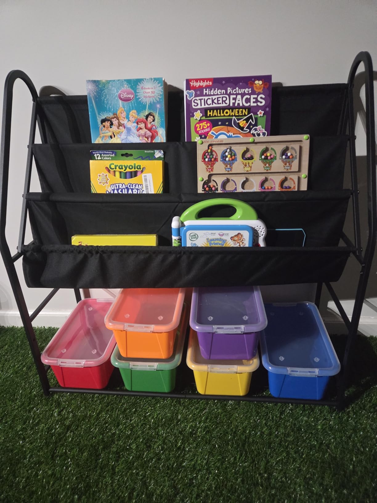 GAMENOTE 6 Quart Stackable Plastic Storage Bins with Lids, 6 Pack, Colorful | Stackable 6-quart bins with lids organize classroom supplies, crafts, toys and building blocks for Classroom & Kids Toy customer photo 1