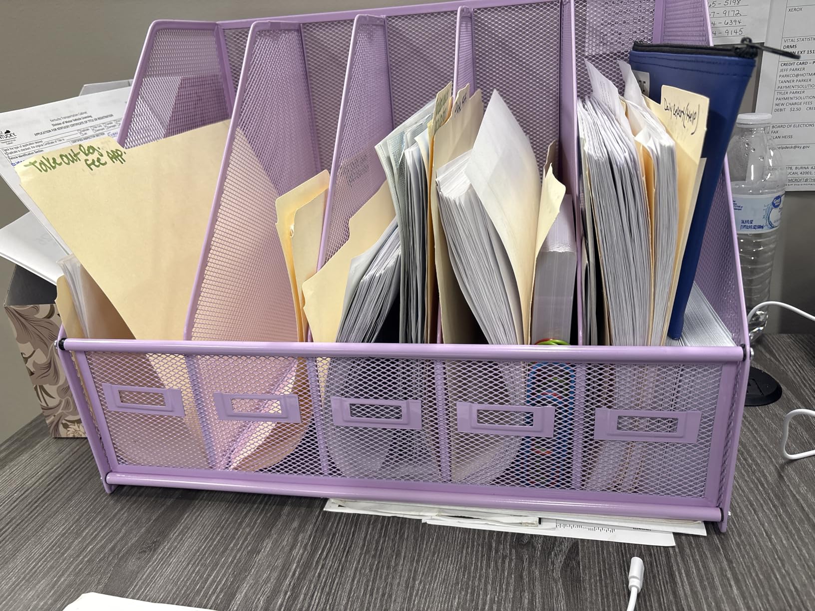 SUPEASY Desk Organizers Metal Desk Magazine File Holder with 5 Vertical Compartments Rack File Organizer for Office Desktop, Classroom, Home Workspace, Black customer photo 1