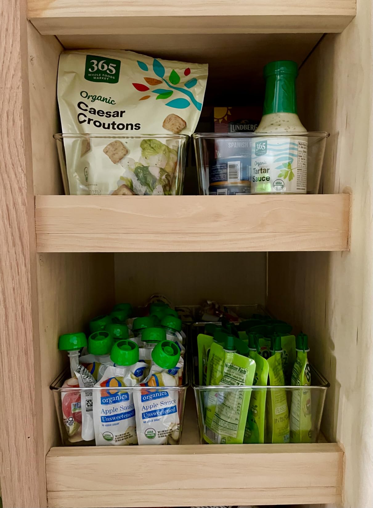 Vtopmart 8 Pack Food Storage Organizer Bins, Clear Plastic Bins for Pantry, Kitchen, Fridge, Cabinet Organization and Storage, 4 Compartment Holder for Packets, Snacks, Pouches, Spice Packets customer photo 2