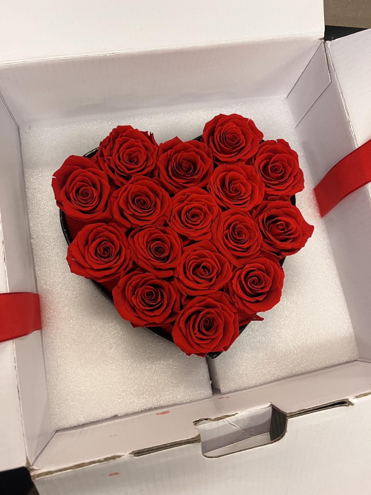 GLAMOUR BOUTIQUE Preserved Flowers, 16 Forever Red Roses in Heart Gift Box, Eternal Flower Bouquet, Birthday and Anniversary Gifts for Her customer photo 2