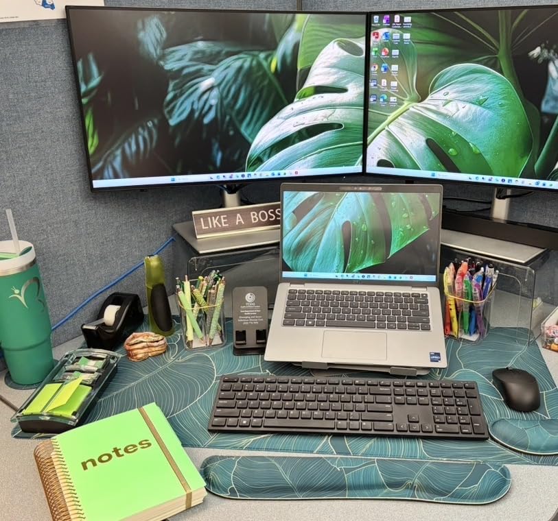 Large Mouse Pad and Keyboard Wrist Rest, Desk Mat for Keyboard and Mouse, 4-in-1 Large Gaming Mouse Pad with Wrist Support, Desk Mat for Home Office Study Game-Galaxy Fluid customer photo 2