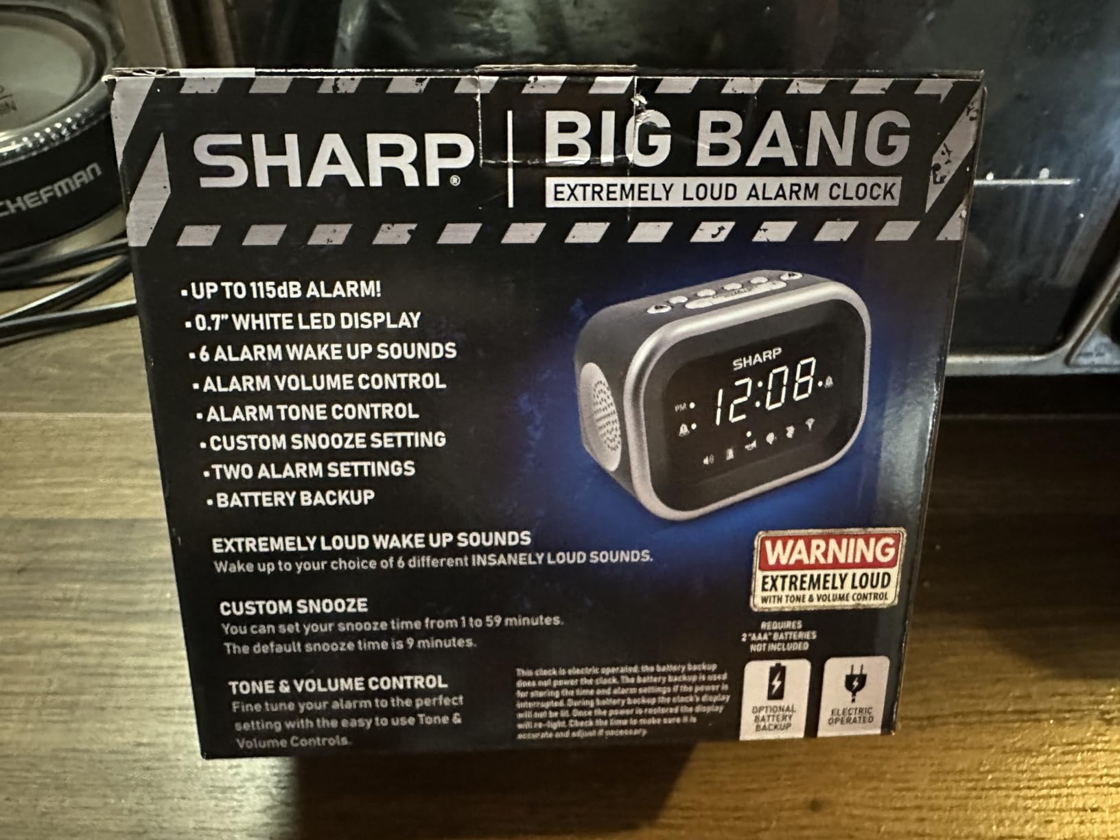 Sharp Big Bang Super Loud Alarm Clock for Heavy Sleepers, 115dB, 6 Sounds | Adjustable tone, custom snooze, 2 wake times, battery backup, hard of hearing, deep sleep, shift workers, dorm room, students customer photo 2
