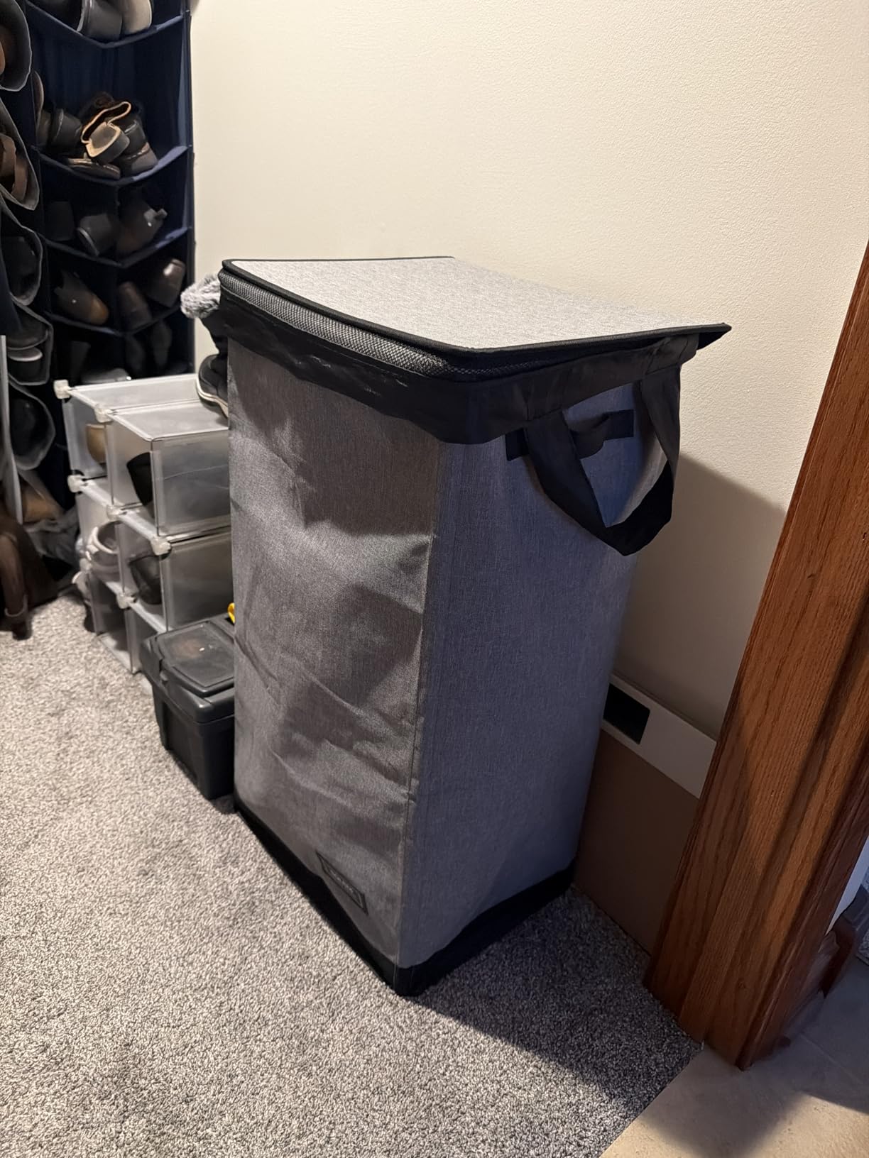 SOLEDI Laundry Hamper with Lid 100L Large & Tall Collapsible Laundry Basket, Clothes Hamper with Bag Removable Easy to Carry, Dirty Hampers for Bedroom, Bathroom, Dorm, College, Grey customer photo 1
