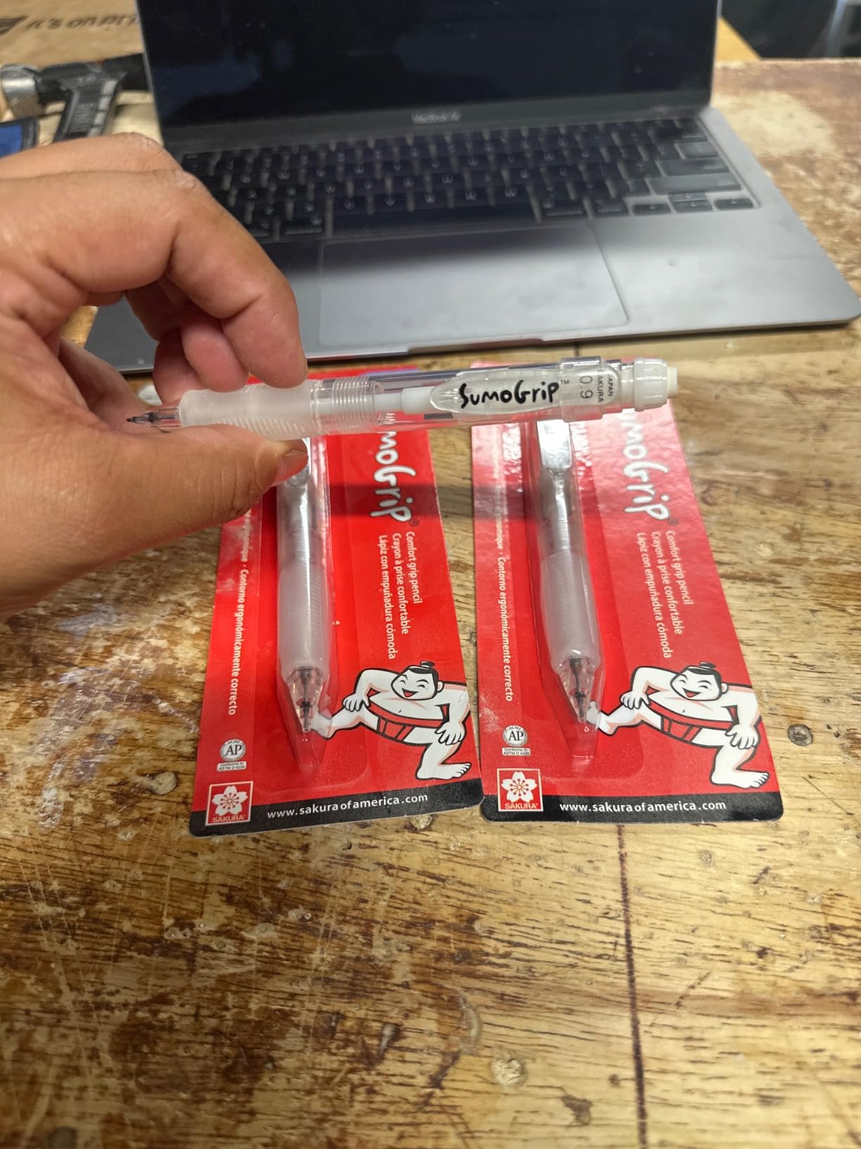 SAKURA SumoGrip Pencil with Comfort Grip - 0.7 mm Ergonomic Mechanical Pencil - Clear Gray - 3 Pack customer photo 2