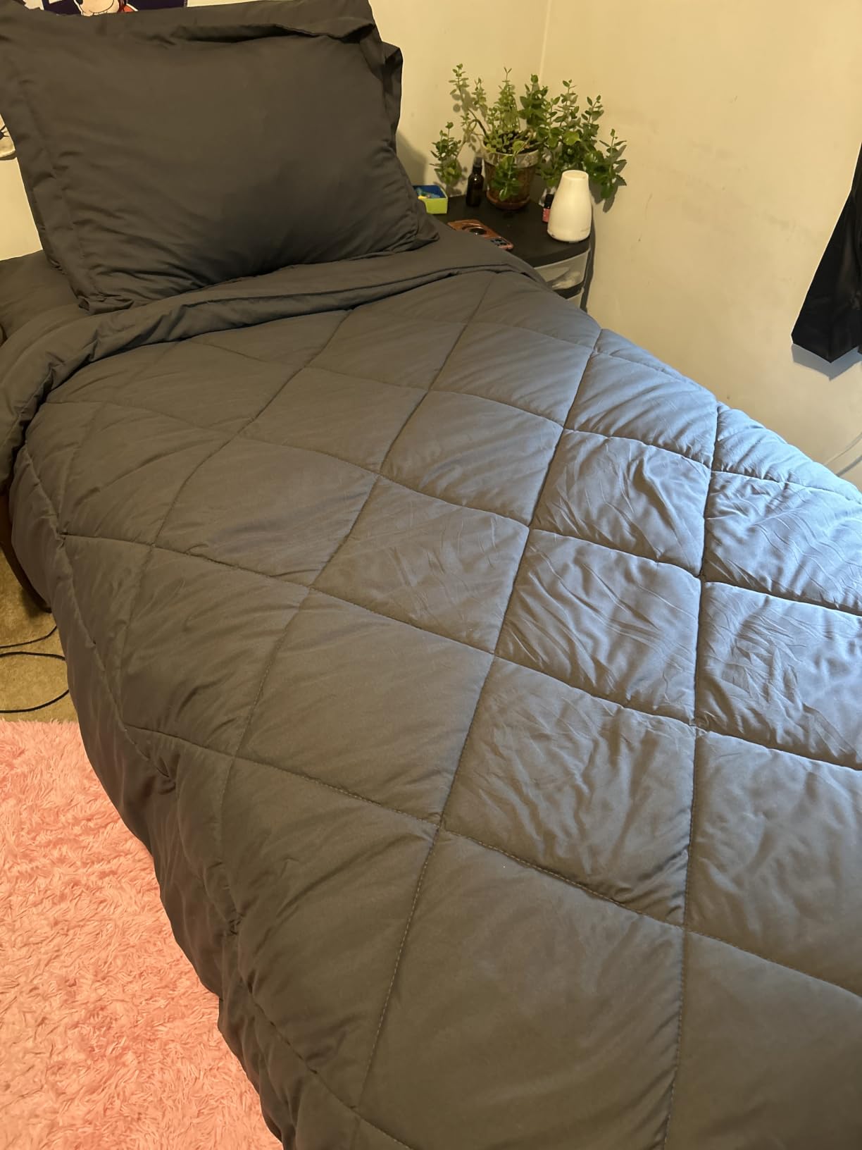 CozyLux Twin XL Comforter Set Dark Grey - 5 Pieces Twin Extra Long Bed in a Bag for College Dorm, All Season Bedding Set for Girls and Boys, Soft Bed Set with Comforter, Sheets, Pillowcase & Sham customer photo 2